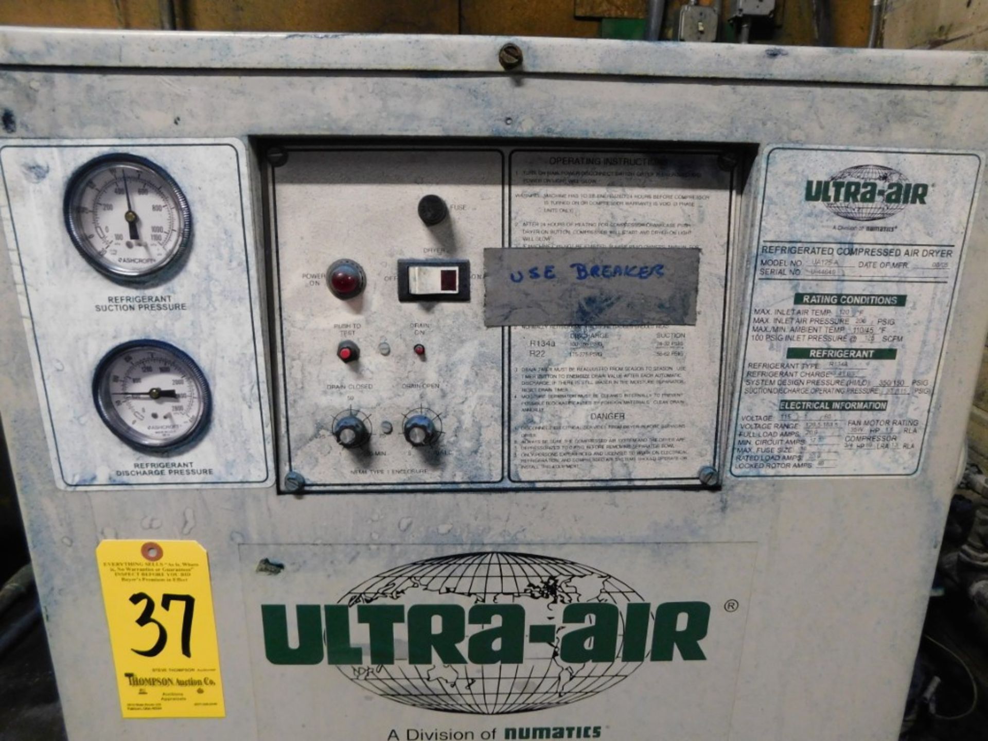 Ultra Air Model UA201-125-A Refrigerated Air Dryer, s/n U-44649, Loading Fee Including Unwire $50.00 - Image 2 of 3