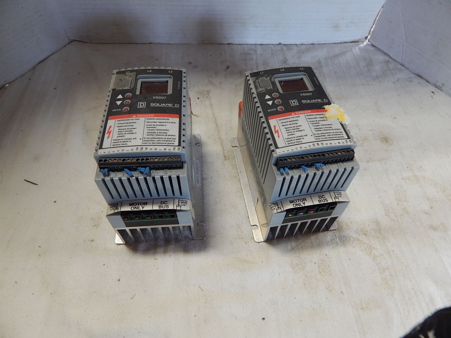 (2) Square D #VSD07 Adjustable Speed Drive Controllers