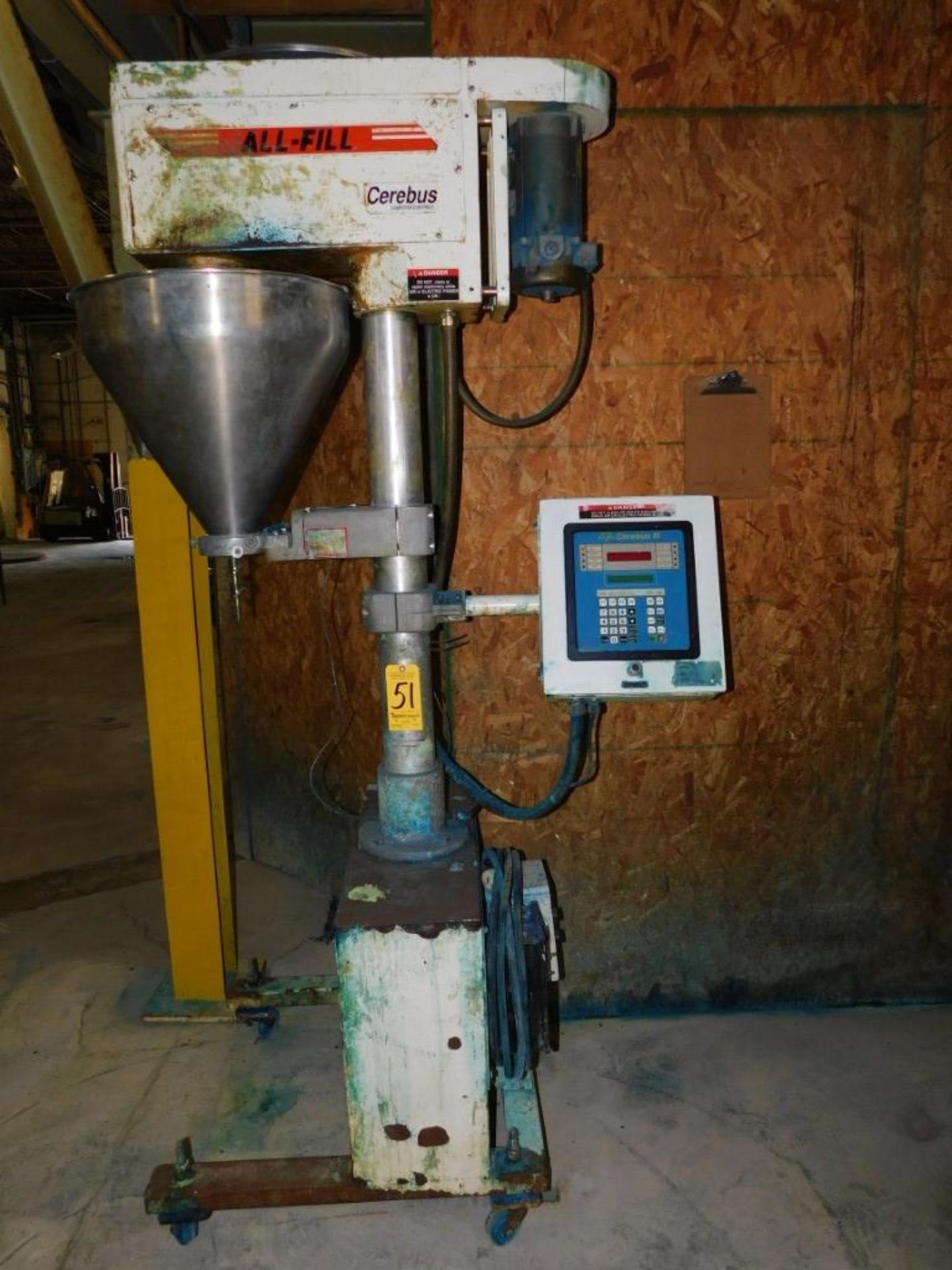 All-Fill Model B400 Filler, s/n 23011, with Cerebus III Computer Control, Loading Fee $50.00