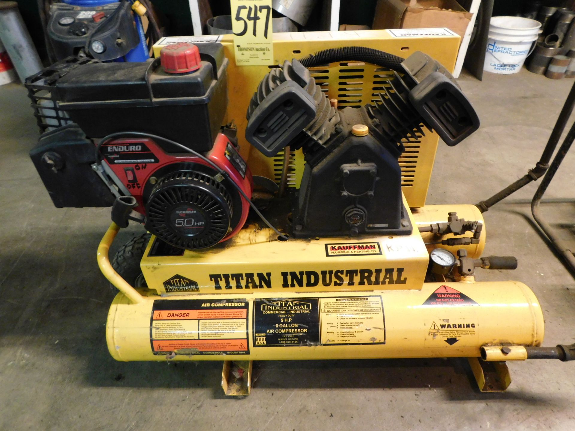 Titan Gas-Powered Portable Air Compressor with Tecumseh 5 HP Engine
