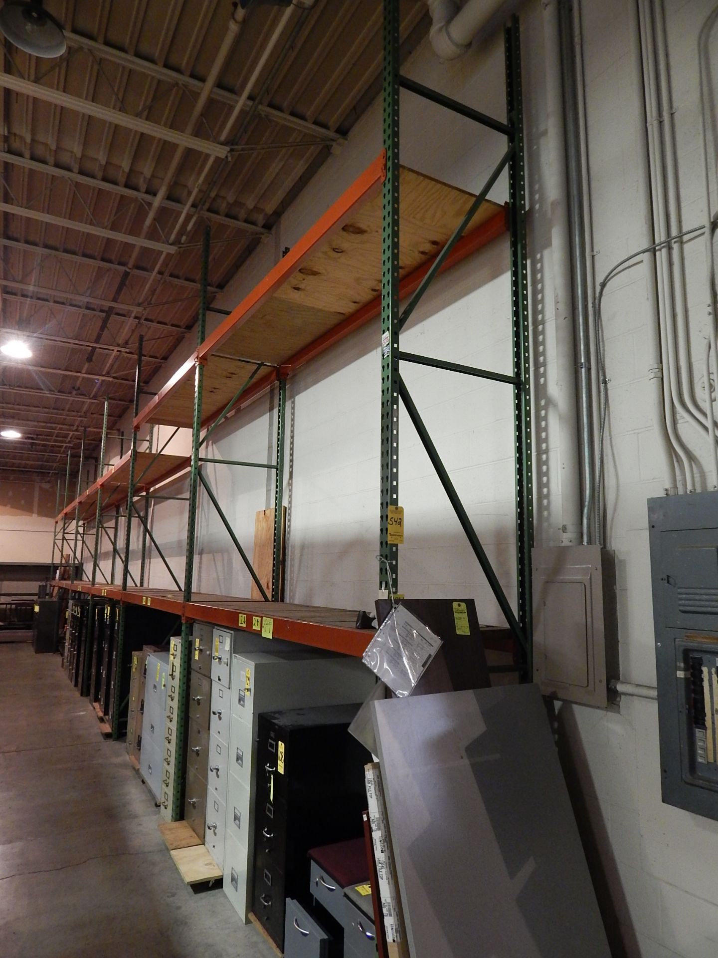 (6) Sections of Pallet Shelving, 16' T, 30" Deep, 9' Beams