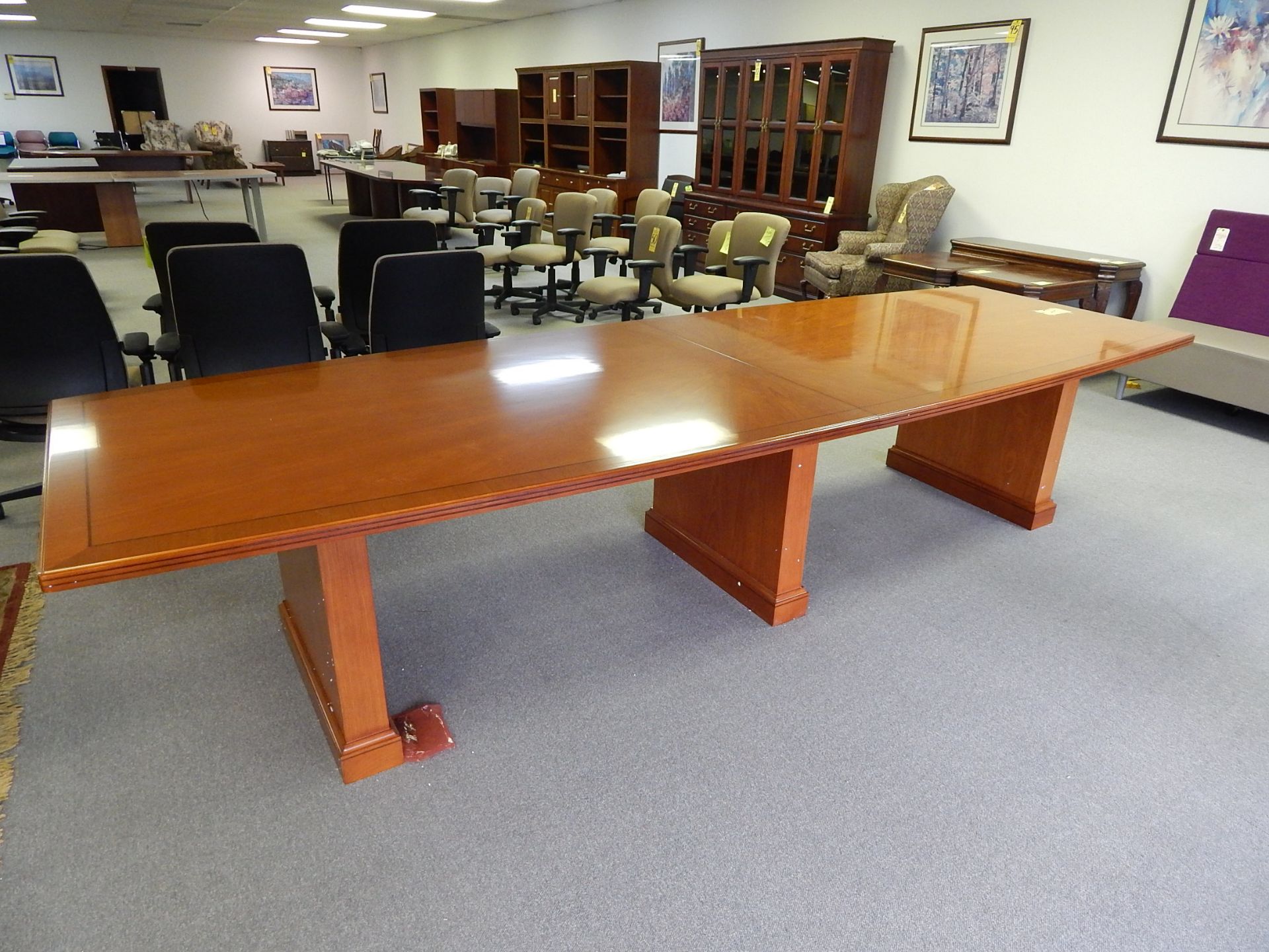 Sunburst Belmont Series 12' Boat-Shaped Conference Table, Executive Cherry, Model 7130-98, 48" W x