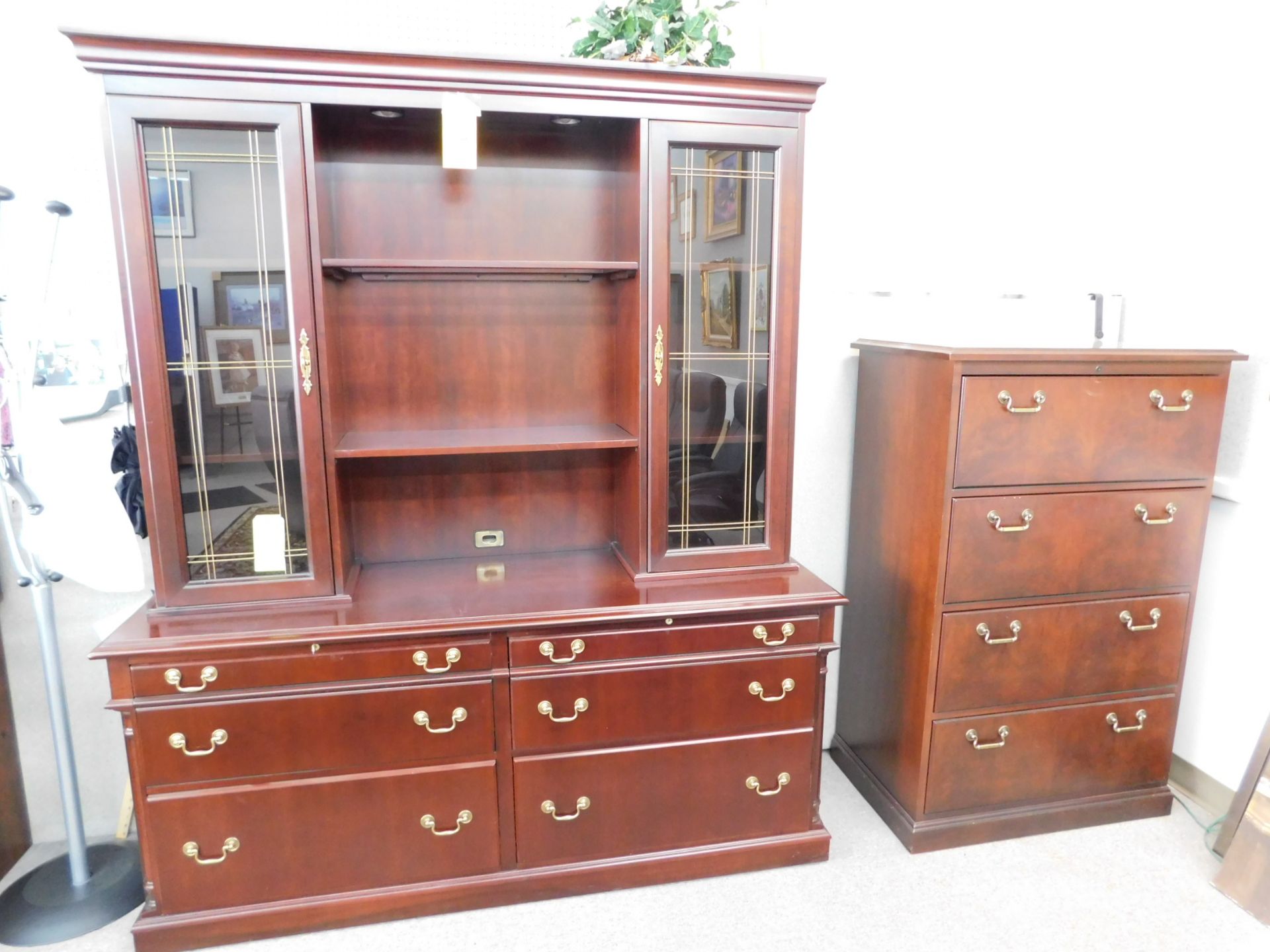 OFS Credenza and Hutch with 4-Drawer Lateral Credenza Base