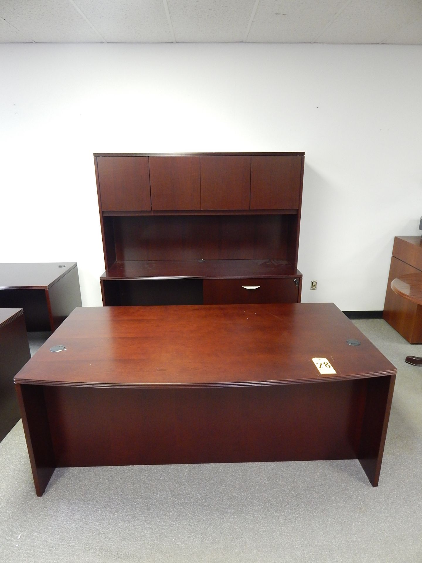 Ventnor Wood Veneer Desk, 72"W x 29"H & Credenza with Doors, 72"W x 70"H