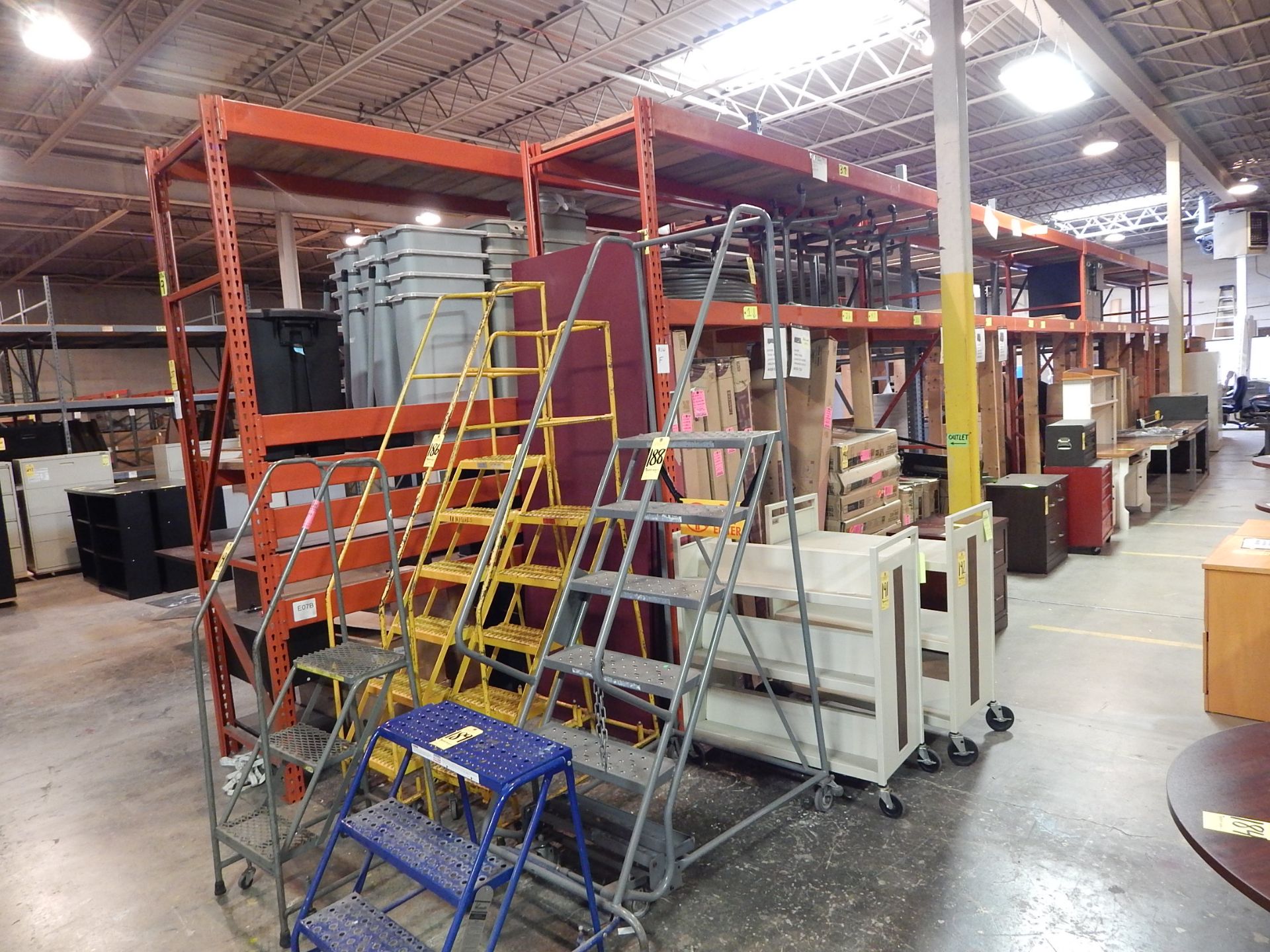 (5) Sections of Pallet Shelving, 10' T, 32" Deep, 12' Beams