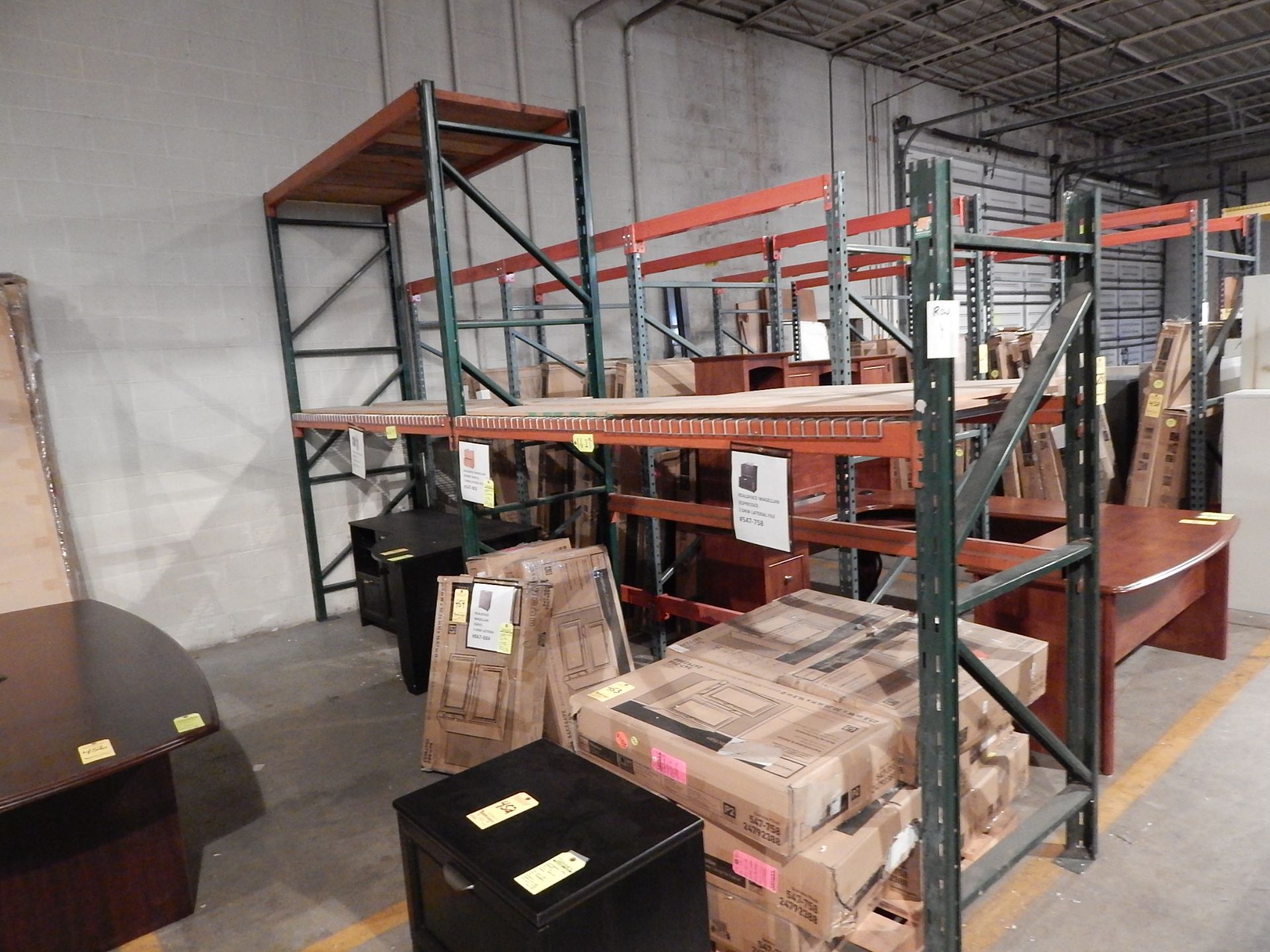 (2) Sections of Pallet Shelving, (1) Section, 10' T, (1) 7' T, 36" Front to Back, 8' Beams