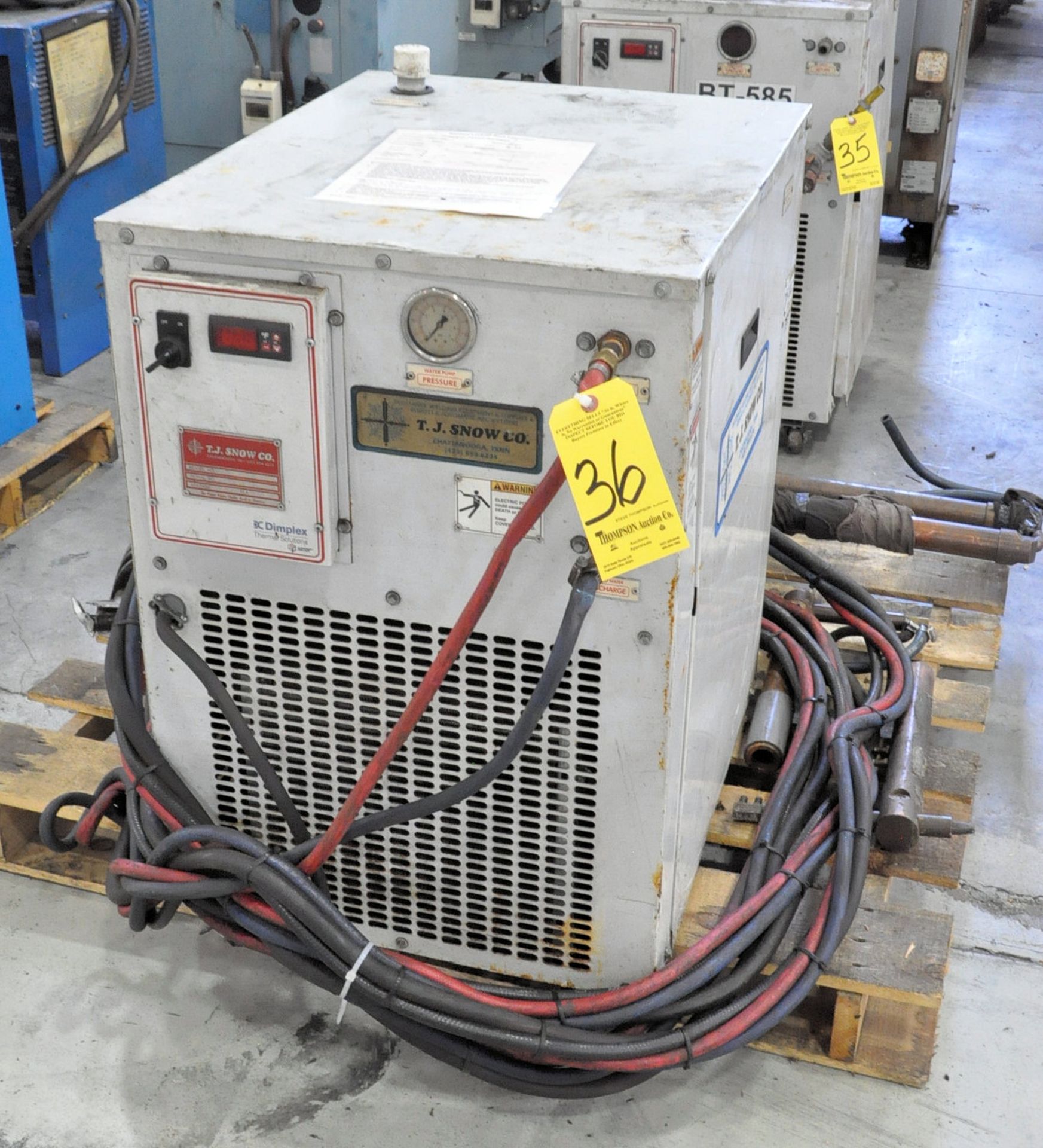 T. J. Snow 30-KVA x 24" Deep Throat Spot Welder, s/n UM001475, with Model MM50AC, Chiller Unit, s/