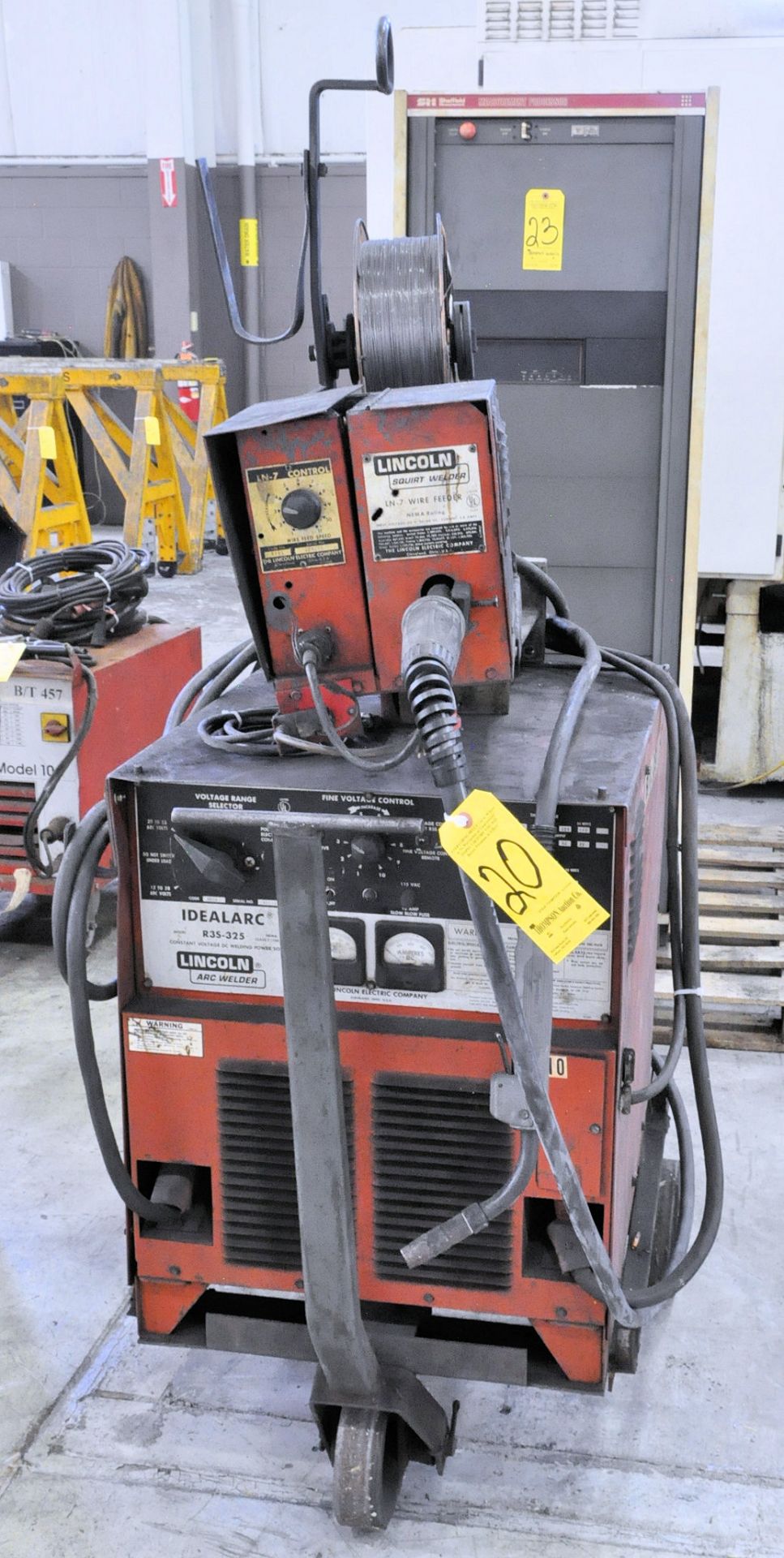 Lincoln Idealarc R35-325, 325-Amp Capacity CV DC Mig Welder, s/n AC593328, Lincoln LN-7 Wire Feeder,