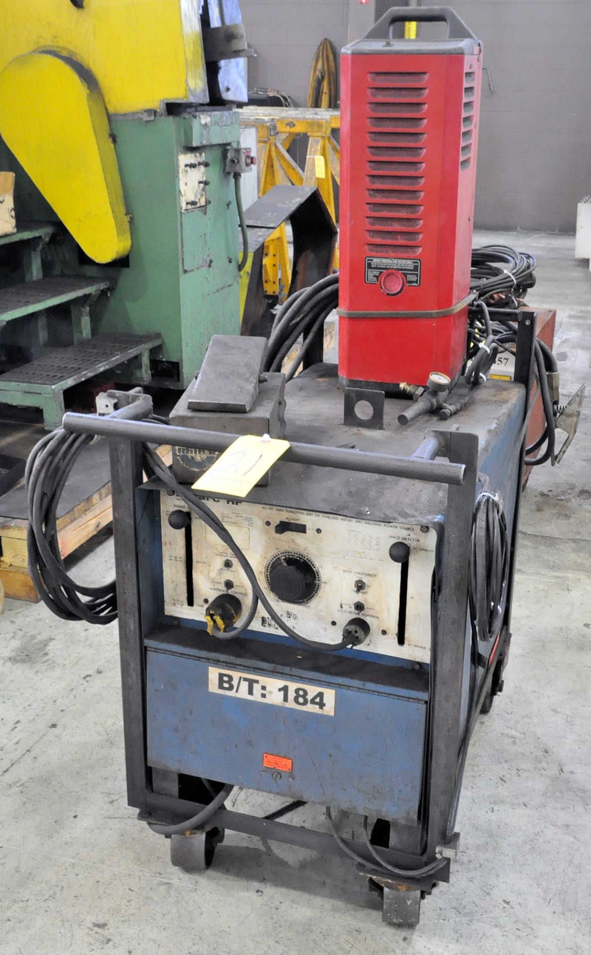 Miller Dialarc HF, 250-Amp Capacity AC/DC Tig Welder, s/n HH083064, with Magnum Model 10 Cooler,