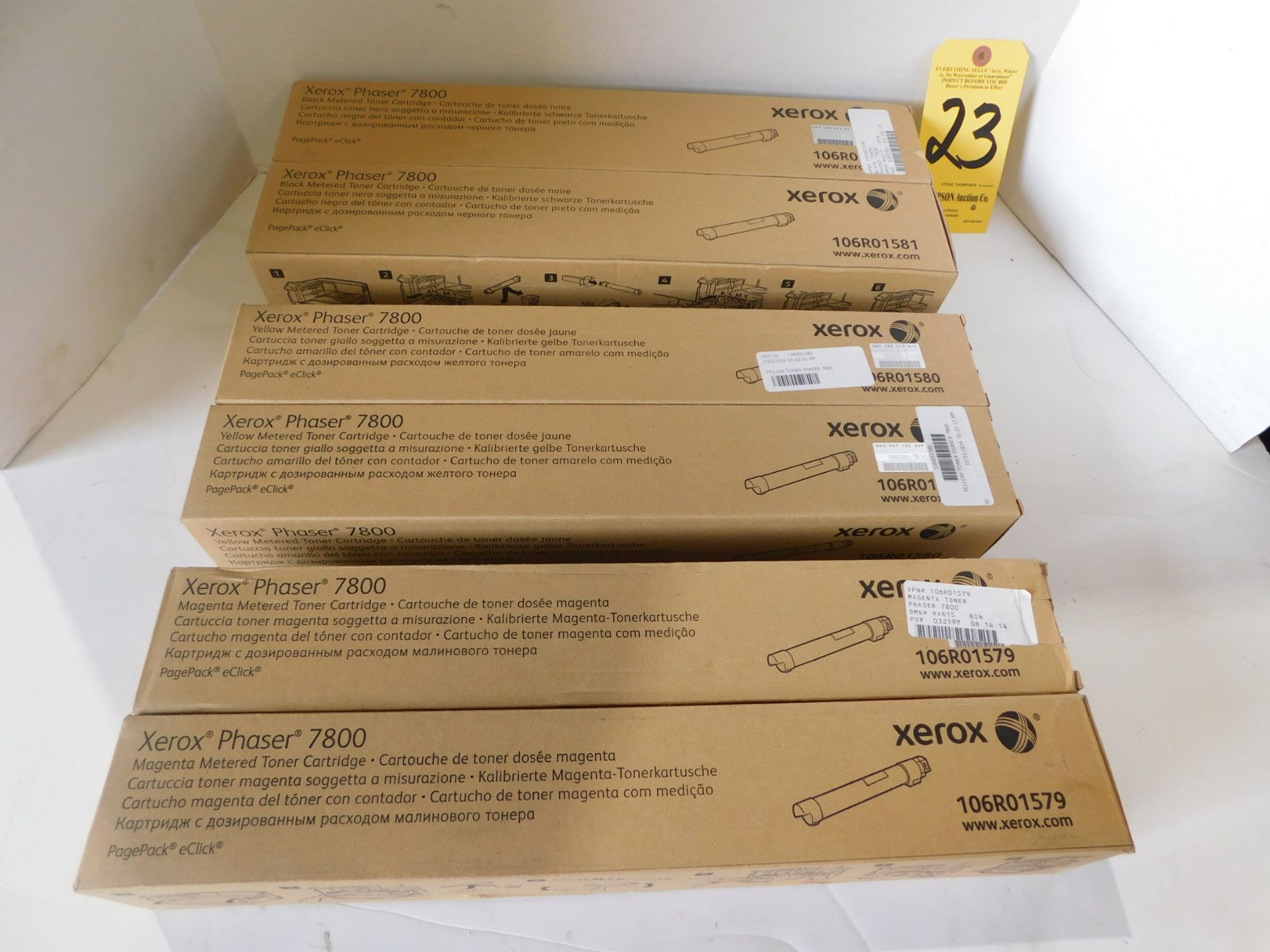 (6) Xerox Phaser 7800 Toner Cartridges, (2) 106R01579 Magenta, (2) 106R01580 Yellow and (2)