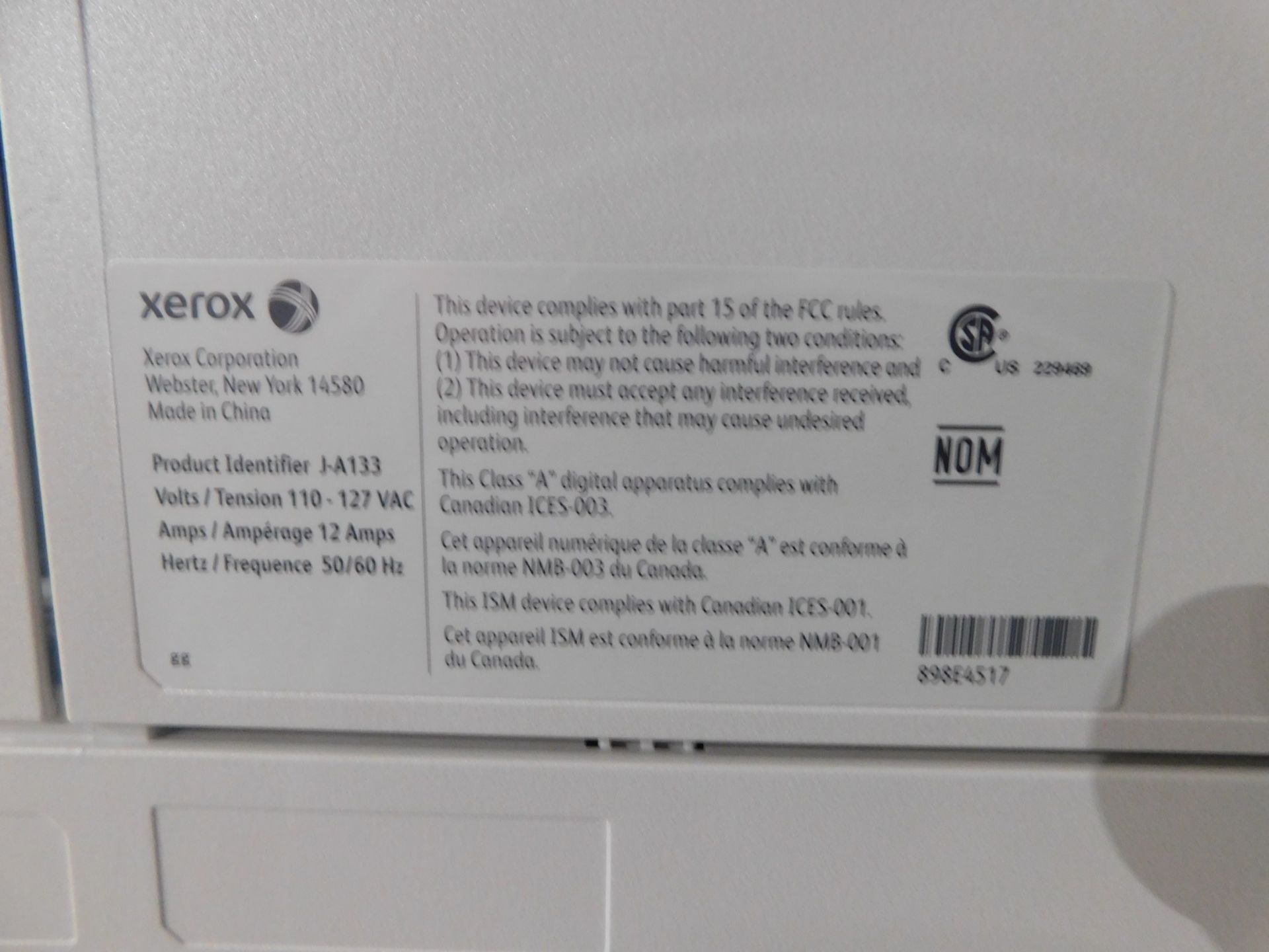 Xerox Work Centre 7845 Multifunction Color Copier/Printer, SN MX4345286, with Collator, Total - Image 14 of 16