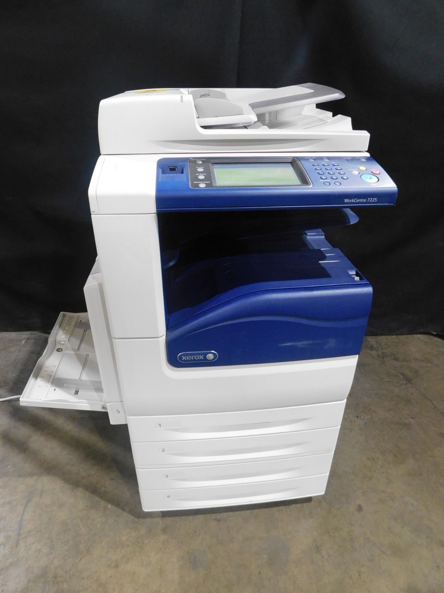 Xerox Work Centre 7225 Multifunction Color Copier/Printer, SN LX5691483, Total Impressions: 55,