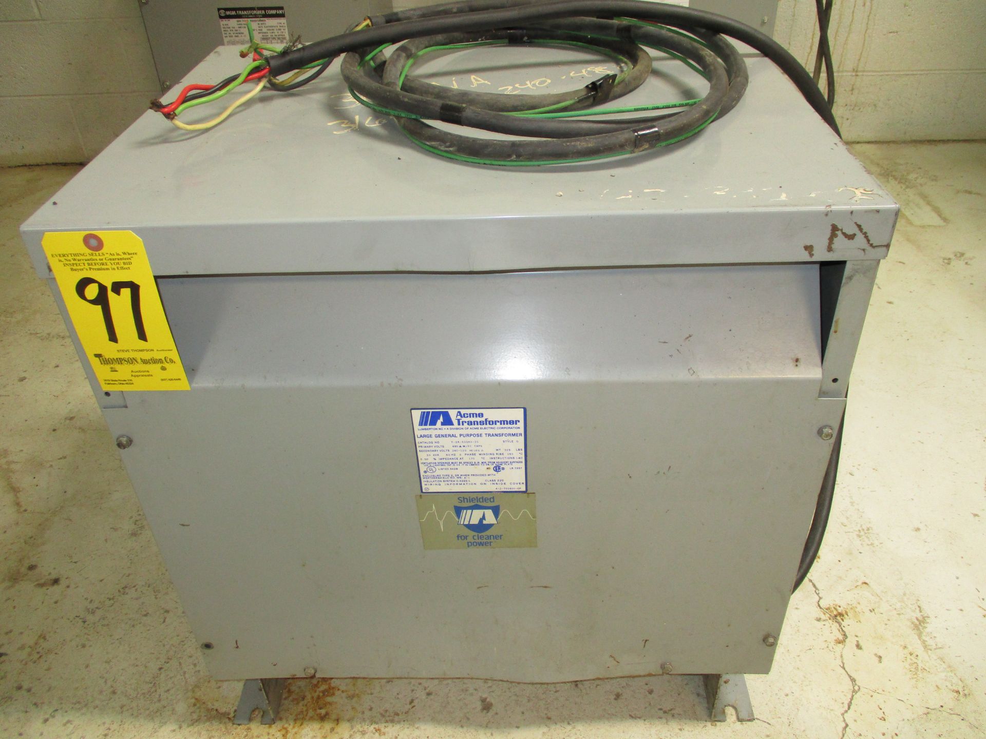 Acme 30 KVA Transformer, 3-Phase, Primary: 480V, Secondary: 240-120V