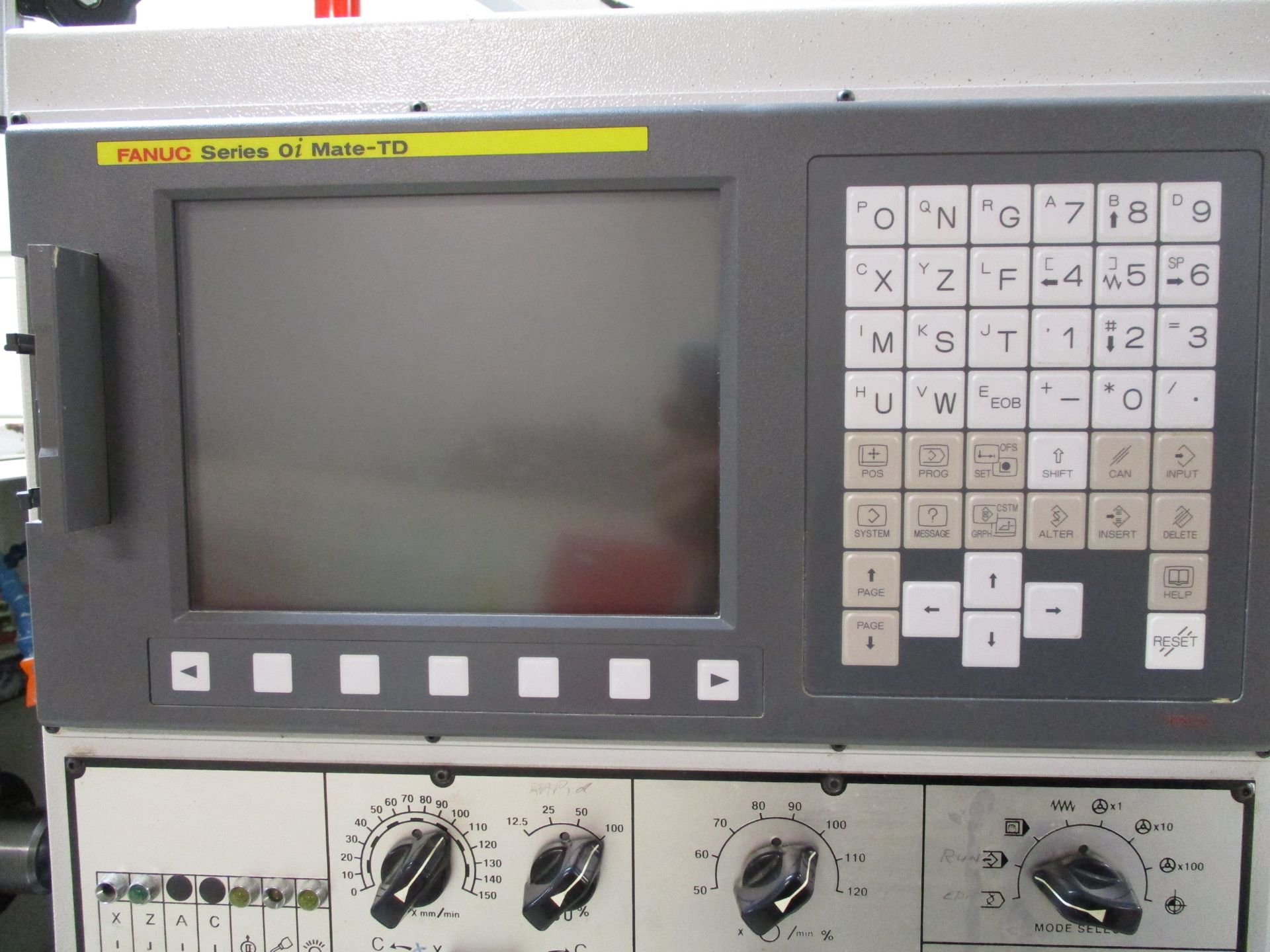 Cubic Model PLG-42L Gang Tooling CNC Lathe, SN 4202428, with Fanuc Series 0i Mate-TD CNC Control, - Image 4 of 13