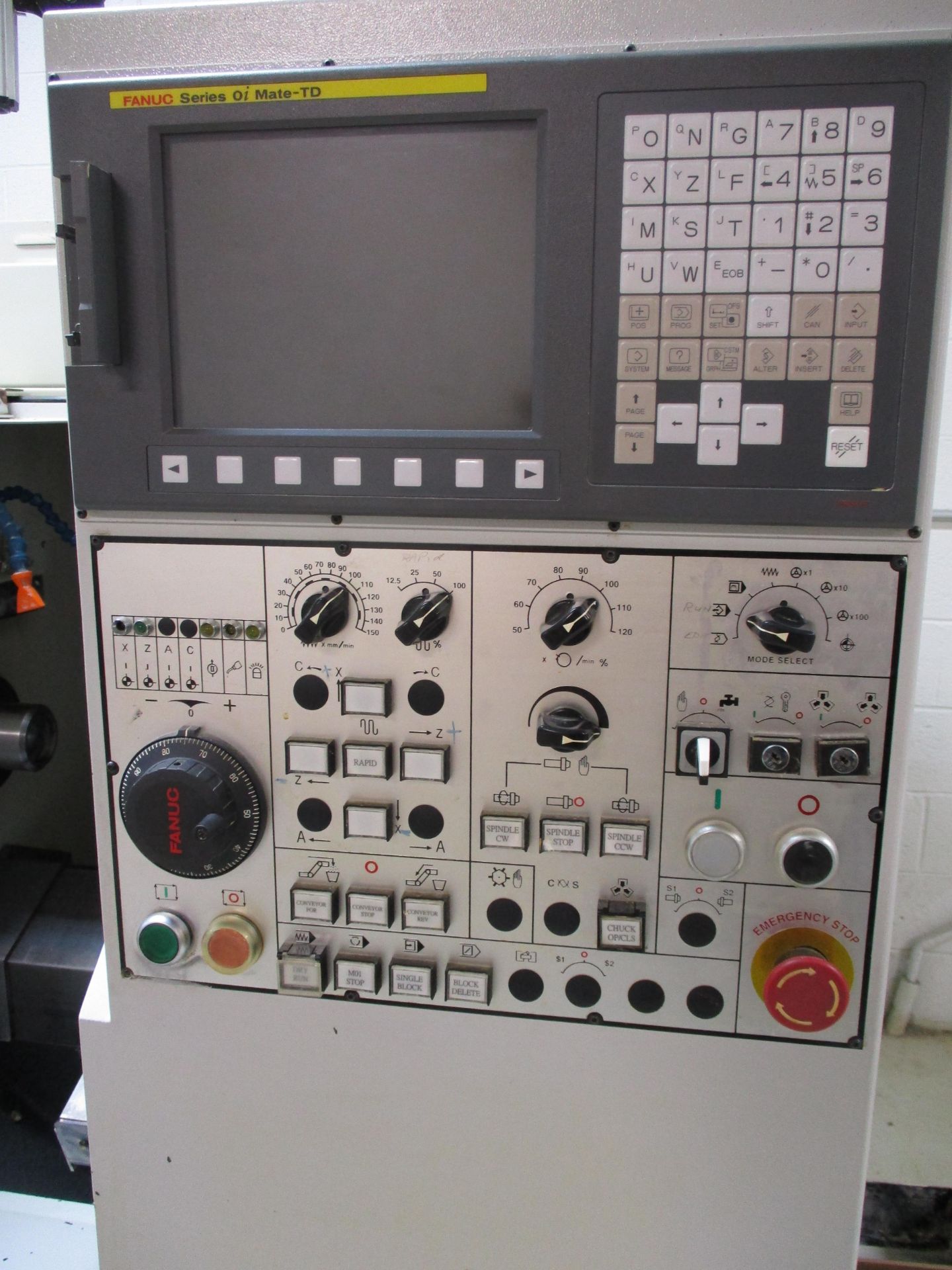 Cubic Model PLG-42L Gang Tooling CNC Lathe, SN 4202428, with Fanuc Series 0i Mate-TD CNC Control, - Image 3 of 13