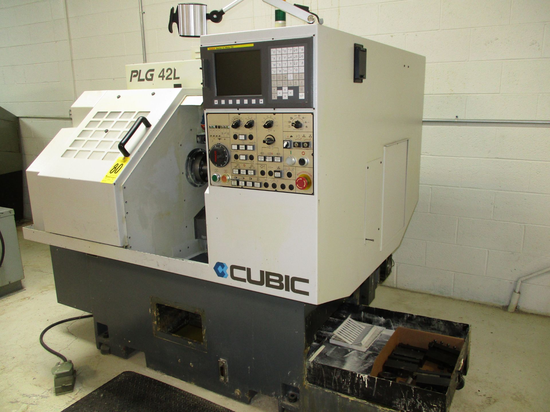 Cubic Model PLG-42L Gang Tooling CNC Lathe, SN 4202428, with Fanuc Series 0i Mate-TD CNC Control, - Image 2 of 13
