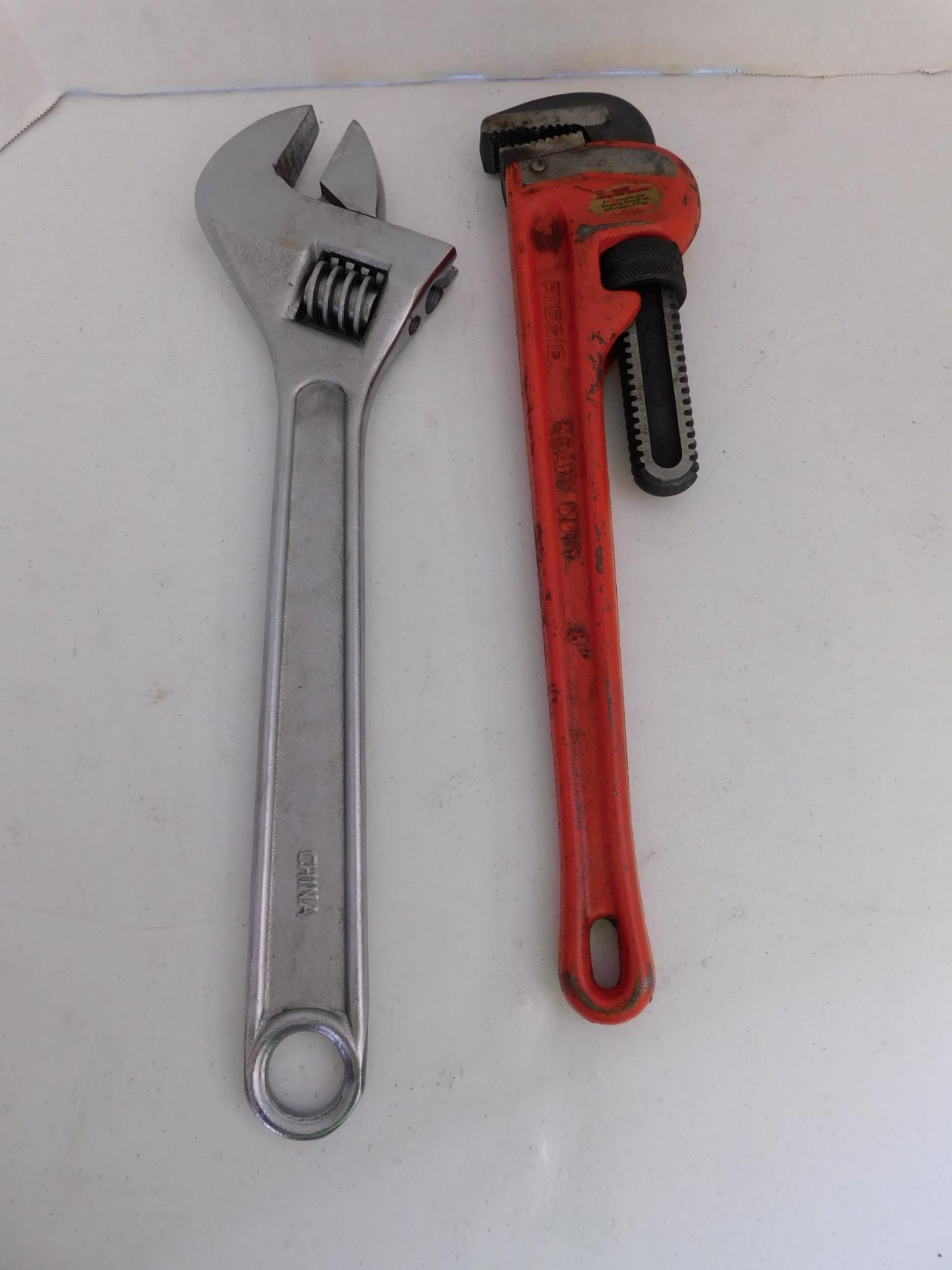 Ridgid 18" Pipe Wrench and Adjustable Wrench