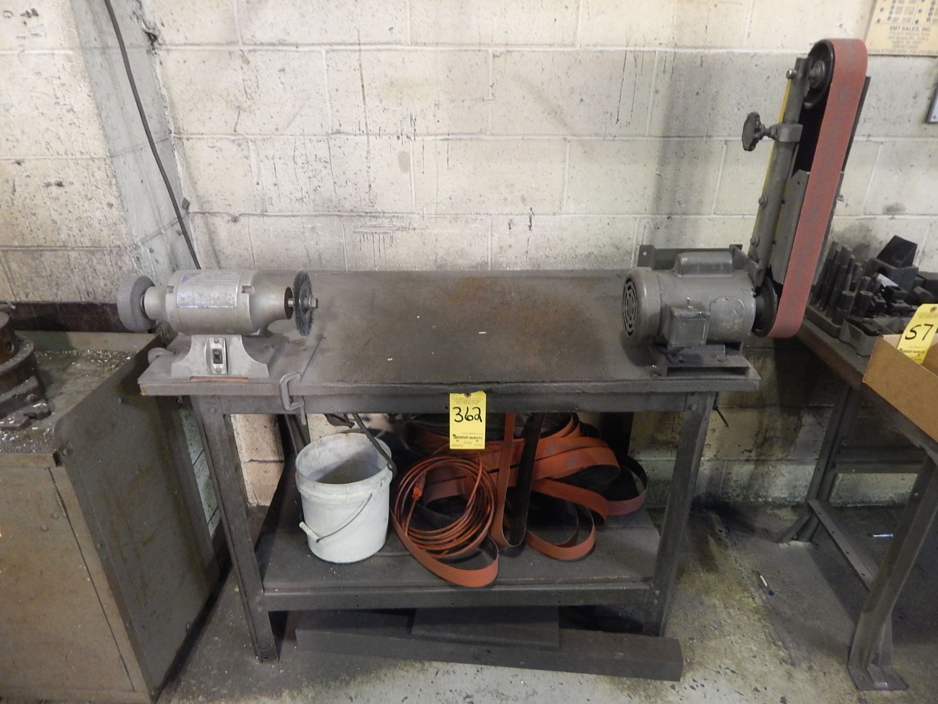 Bench with Grinder and Belt Sander