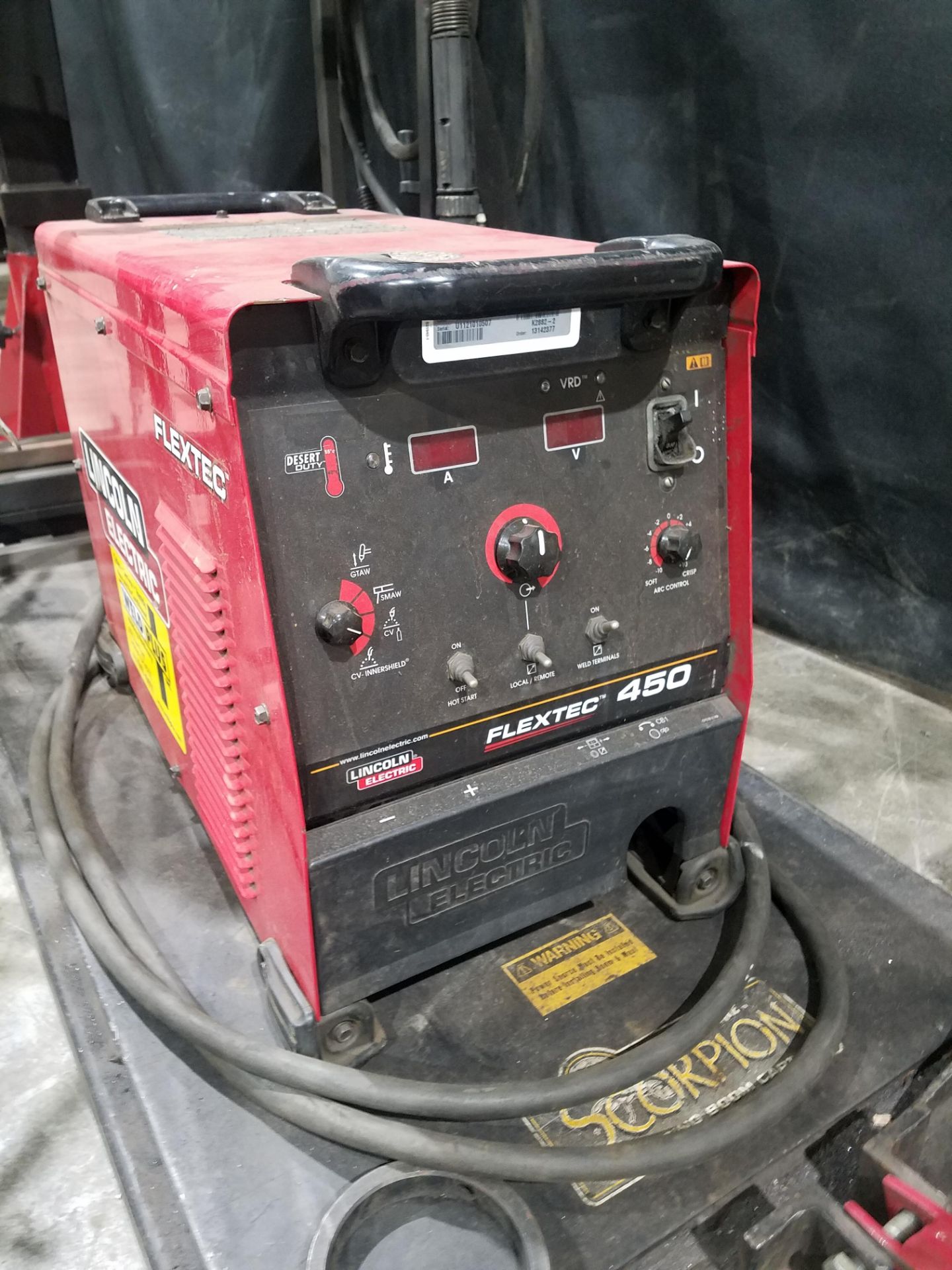 Lincoln Flextec 450 Muti-process ( Stick,DC,Tig,MIG ) Welder, s/n U1121010507, with Lincoln DH-10 - Image 3 of 6