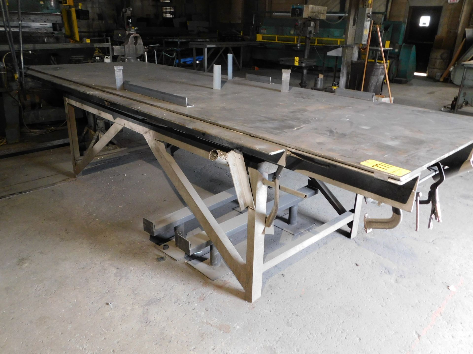 Steel Welding Table with Bench Vise, 4' X 12' X 39" High, 1/2" Top