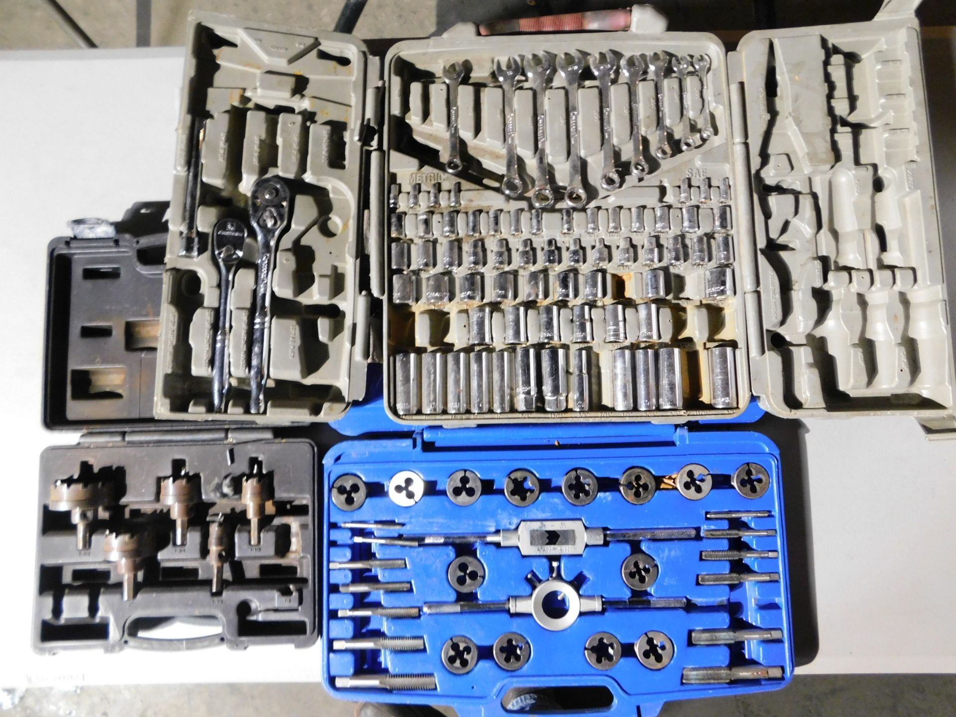 Klein Hole Cutters, Westward Tap and Die Set, and Crescent Tool Kit