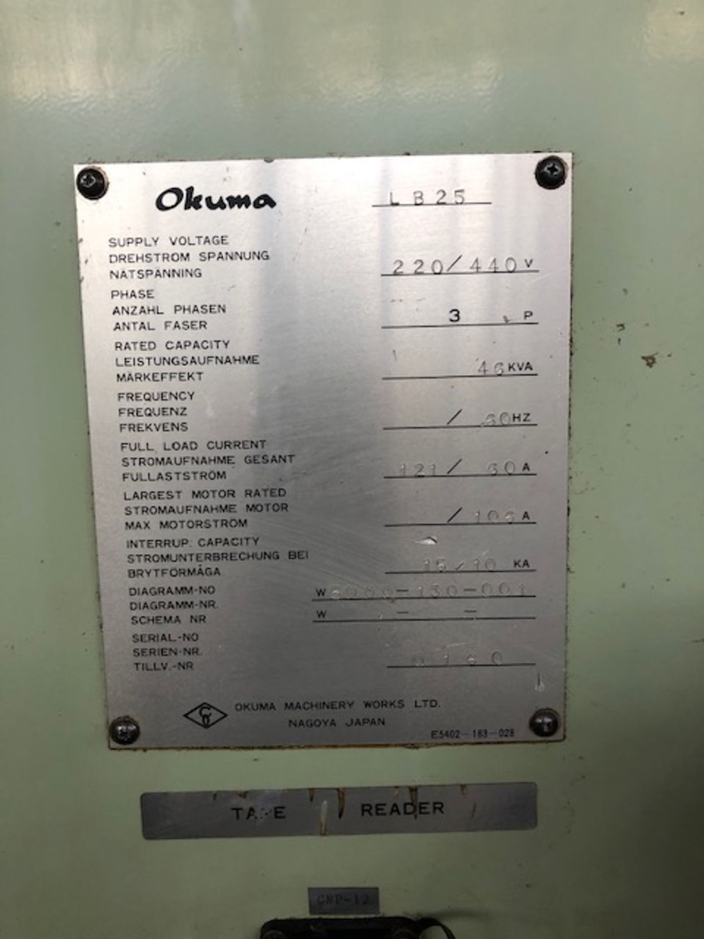 Okuma Model LB-25 CNC Turning Center, s/n 0160, New 1990, OSP-5000L-G CNC Control, 3.15" Capacity, - Image 2 of 4