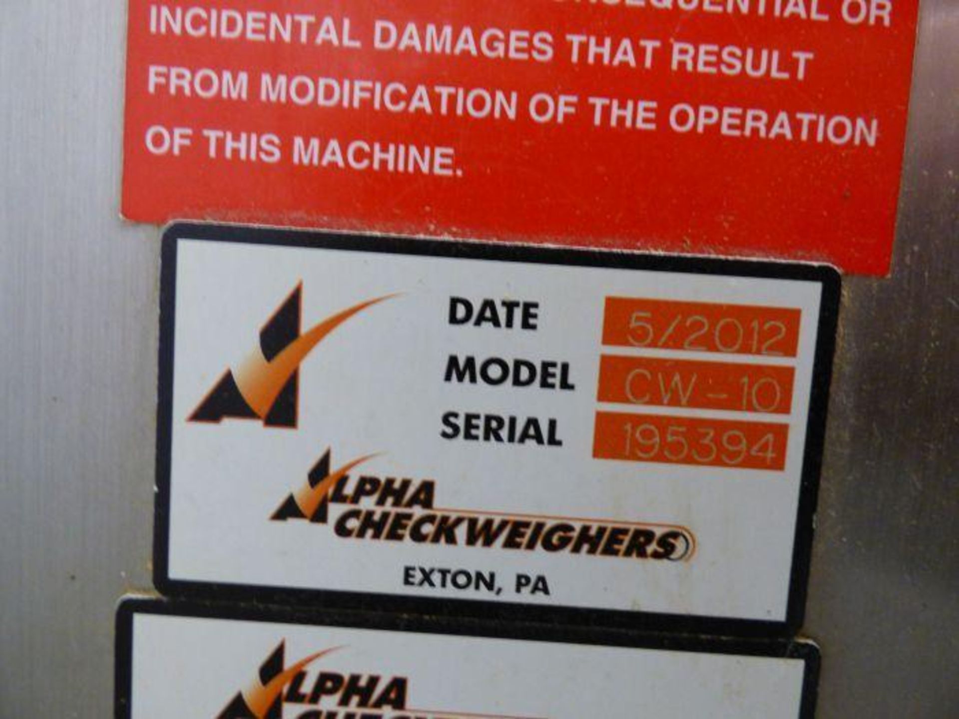 2012 Alpha High Speed Checkweigher - Image 4 of 4