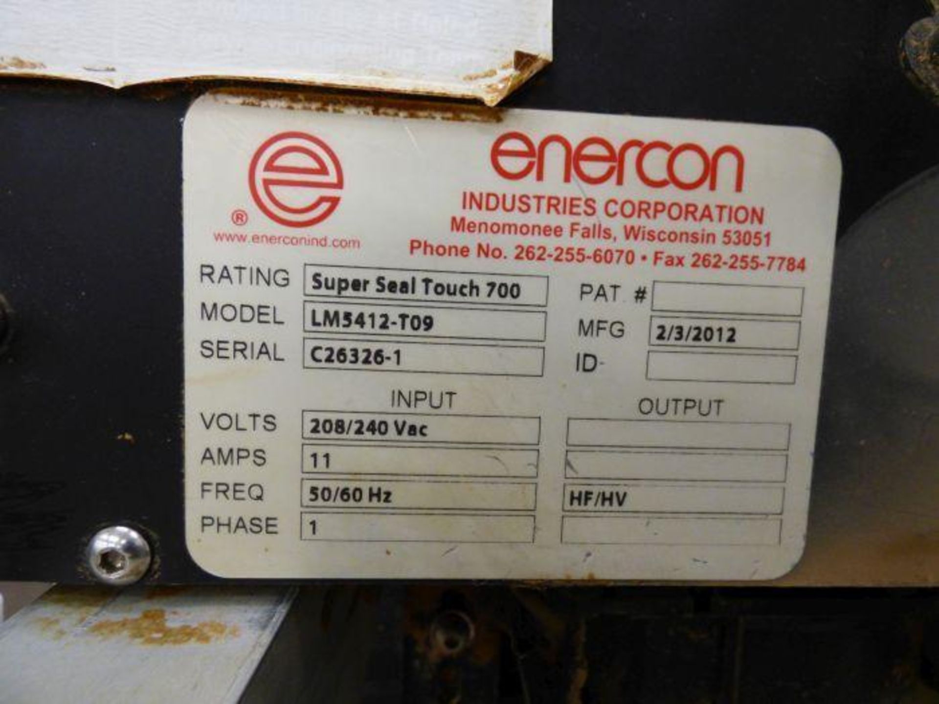 2012 Enercon Super Seal Touch 700 with Stand, Conveyor and Rotary Table - Image 5 of 5