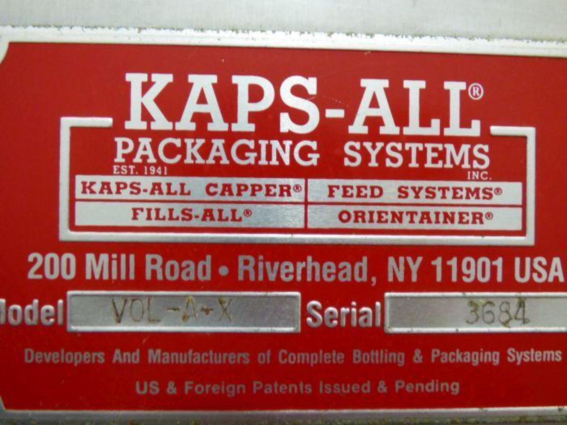 Kaps-All Pneumatic Filling Line for Alcohol Based Product - Image 7 of 7