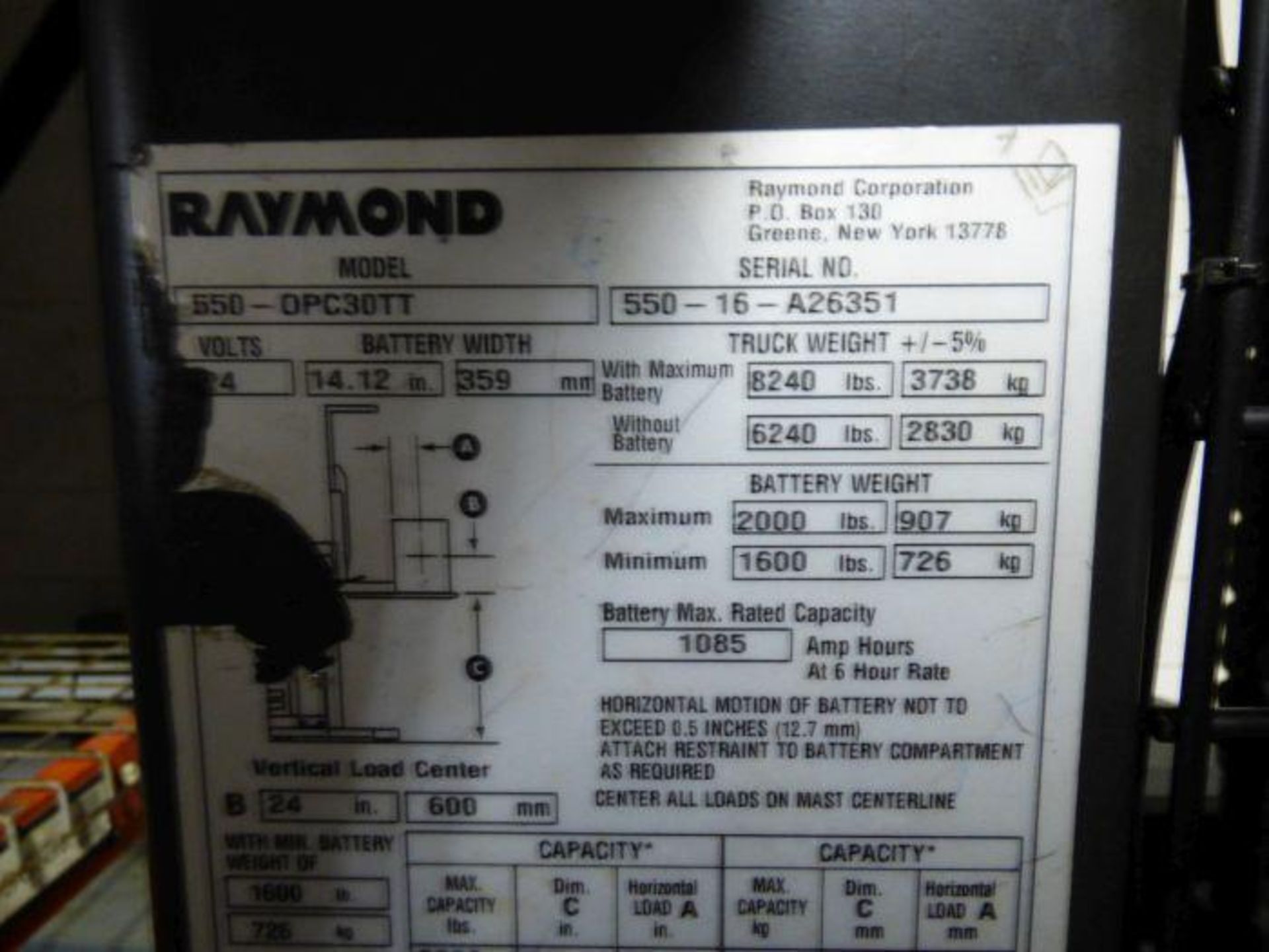 Raymond Order Picker Forklift - Image 2 of 4