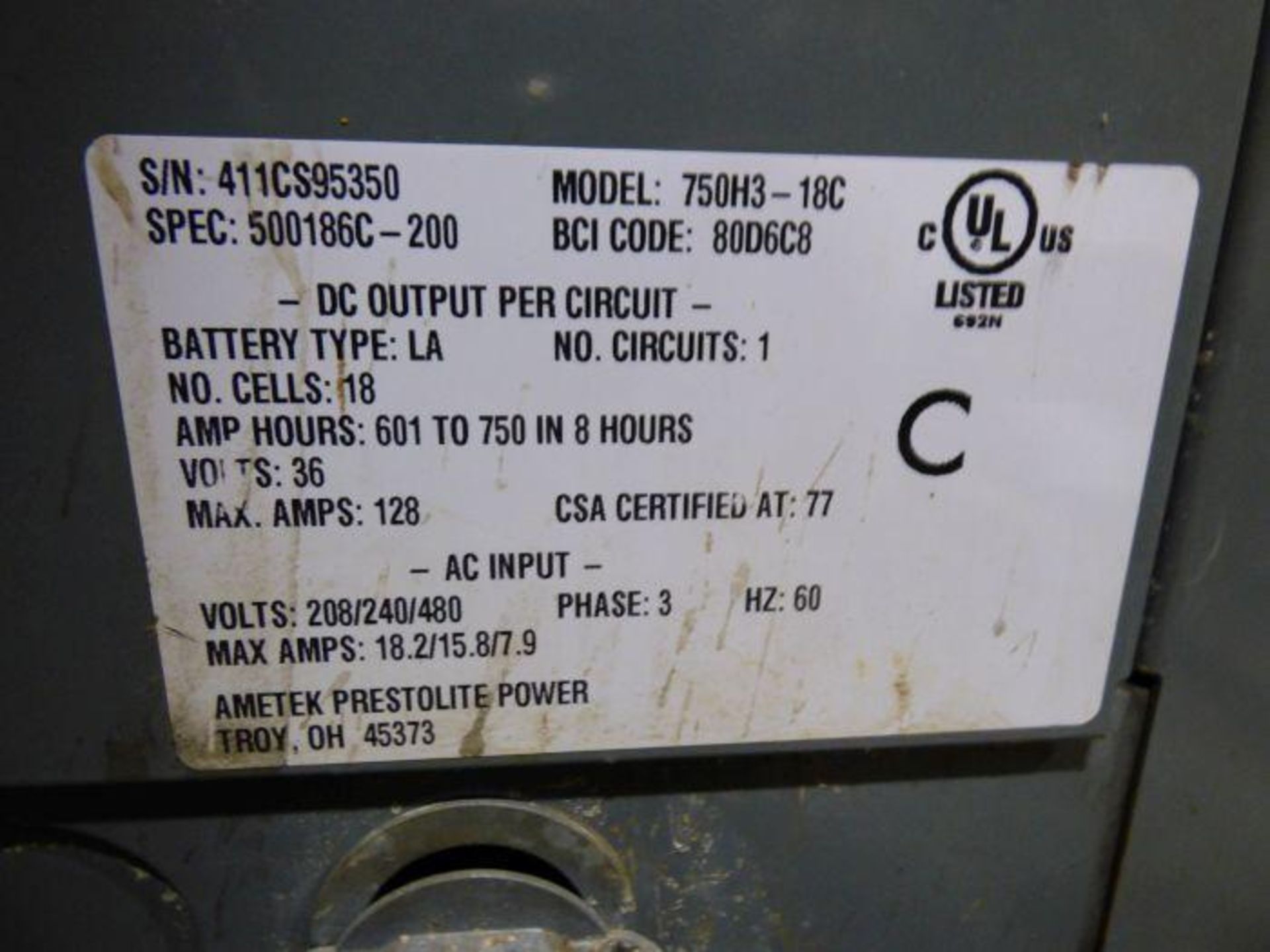 Lot (2) Ametek Battery Chargers - Image 3 of 3