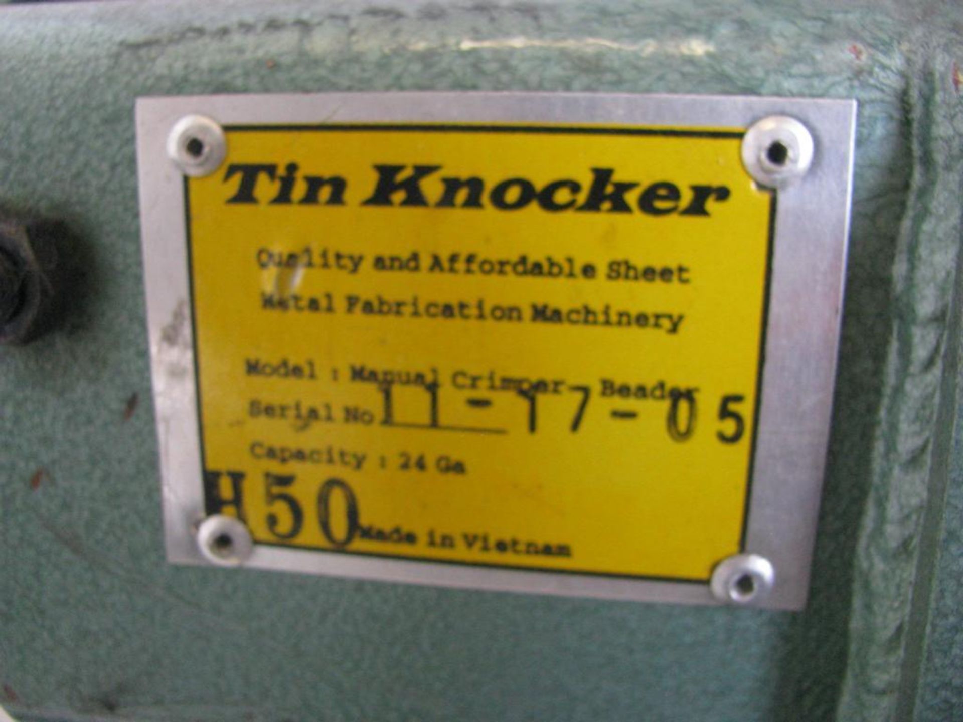 Tin Knocker 24 Gage Manual Crimper/Beader - Image 3 of 4