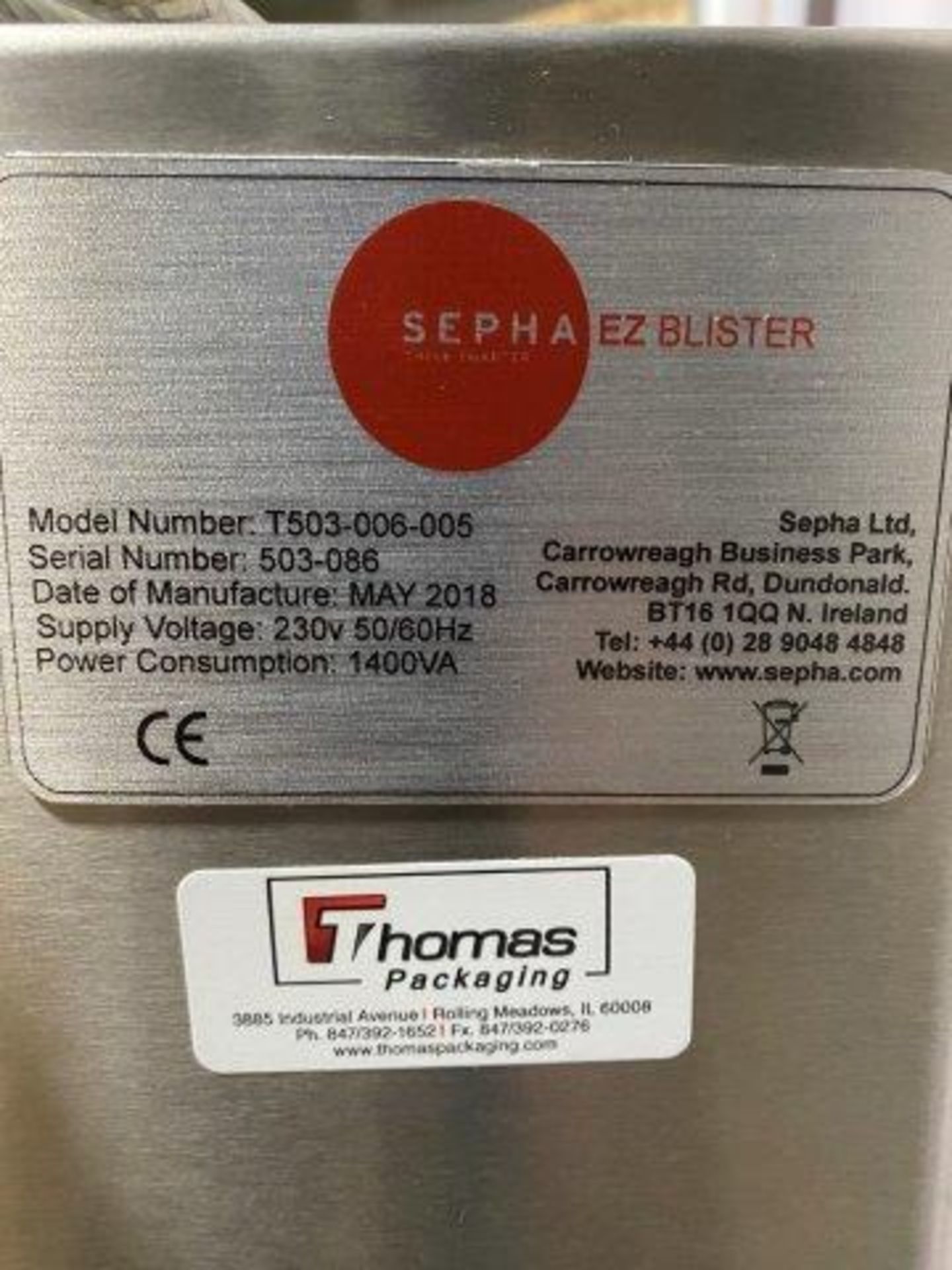 Sepha EZ Blister Semi-Automatic Blistering Machine - Image 11 of 12