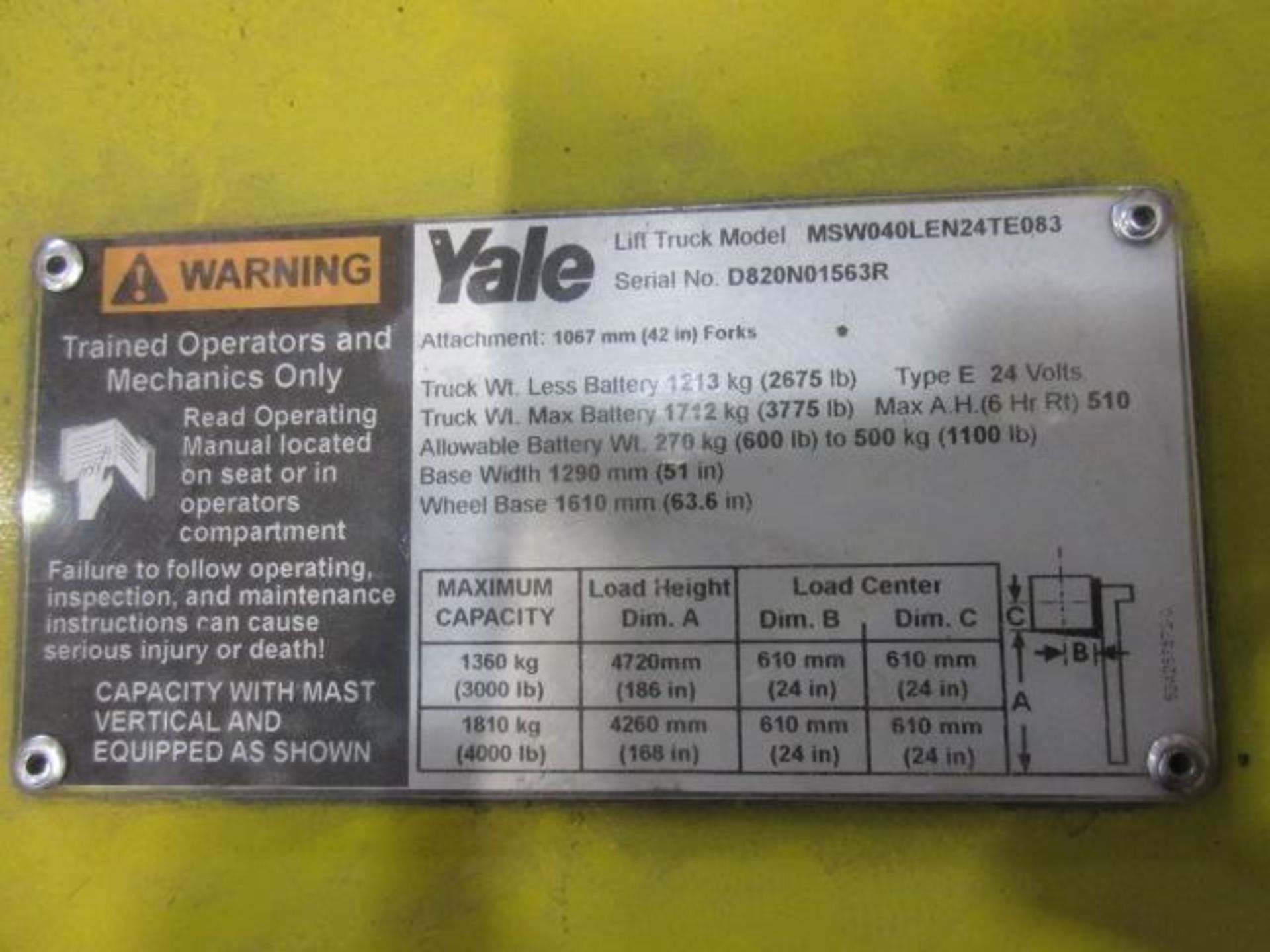 Yale Walk Behind Electric Lift Truck - Bild 5 aus 5