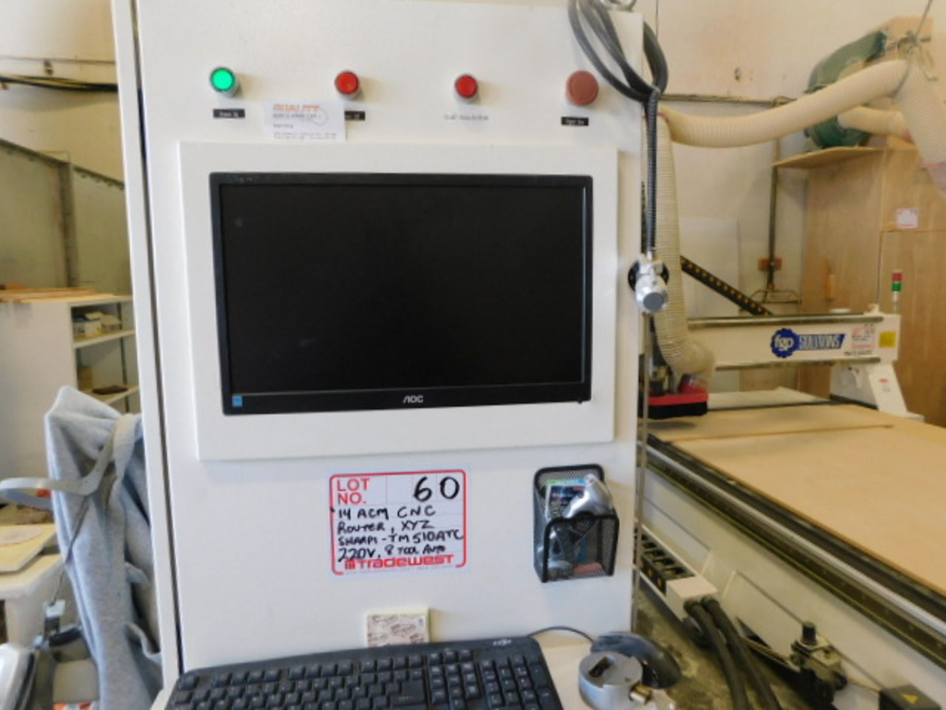 2014 ACM CNC ROUTER, 3 AXIS, MOD. SHARPI-TM510ATC, 220V, 8 TOOL AUTO CHANGE, OPEN SOURCE SOFTWARE - Image 4 of 5