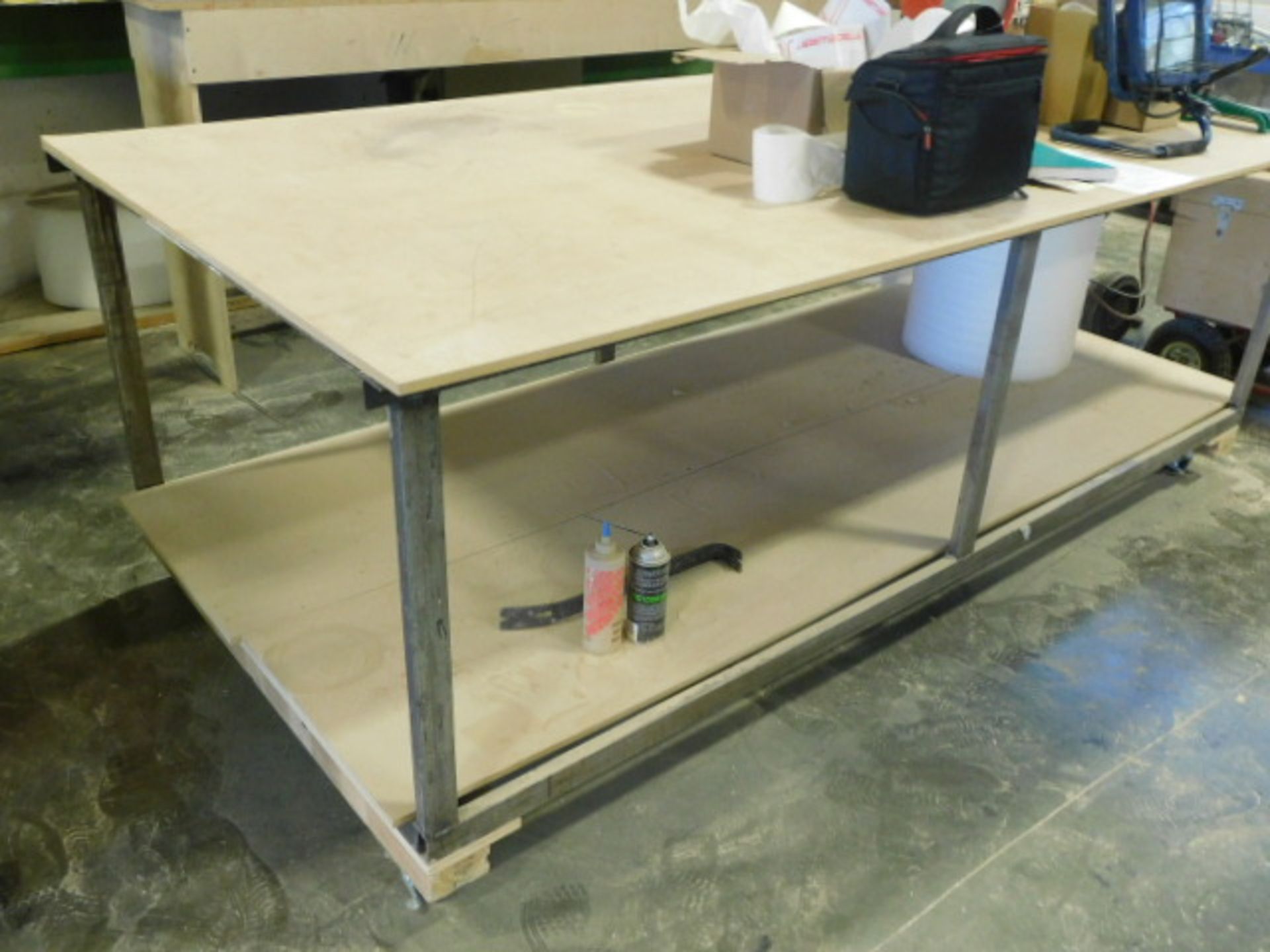 METAL FRAMED LAYOUT TABLE ON CASTORS