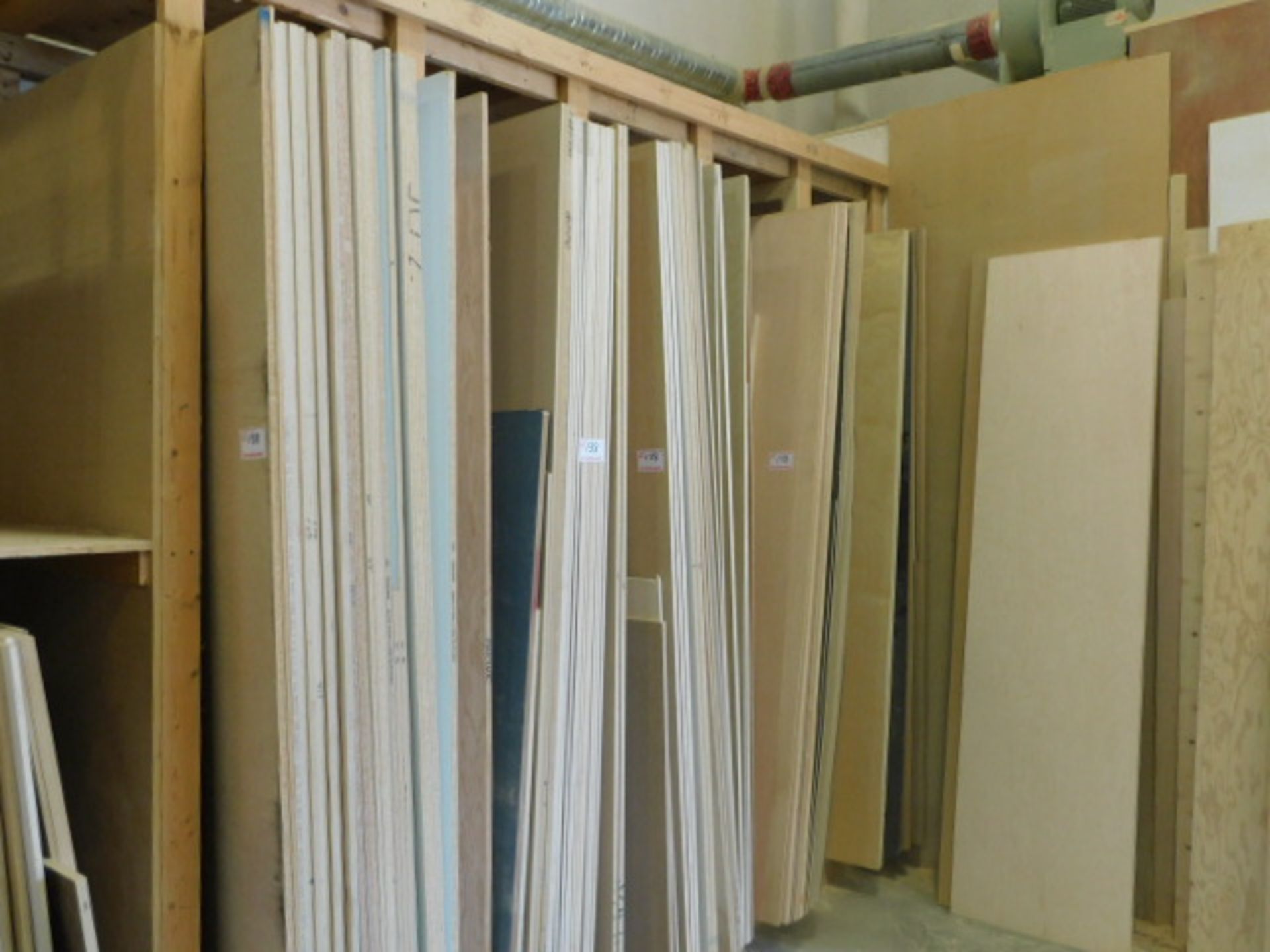 VERTICAL BINS OF ASST. PLY, MDF, ETC.