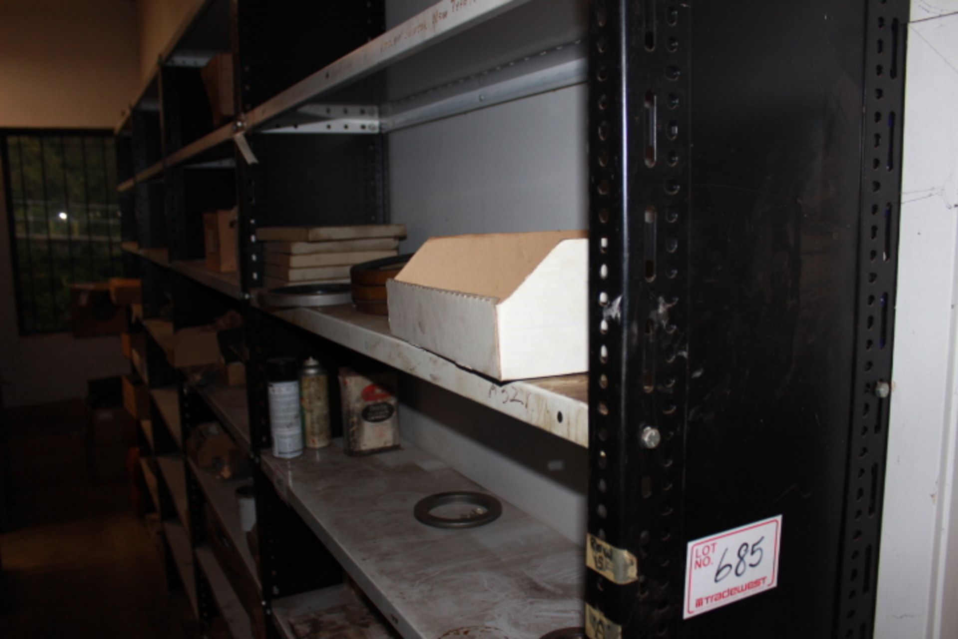 (4) SECTIONS PARTS SHELVING, 4'W X 12"D X 8'