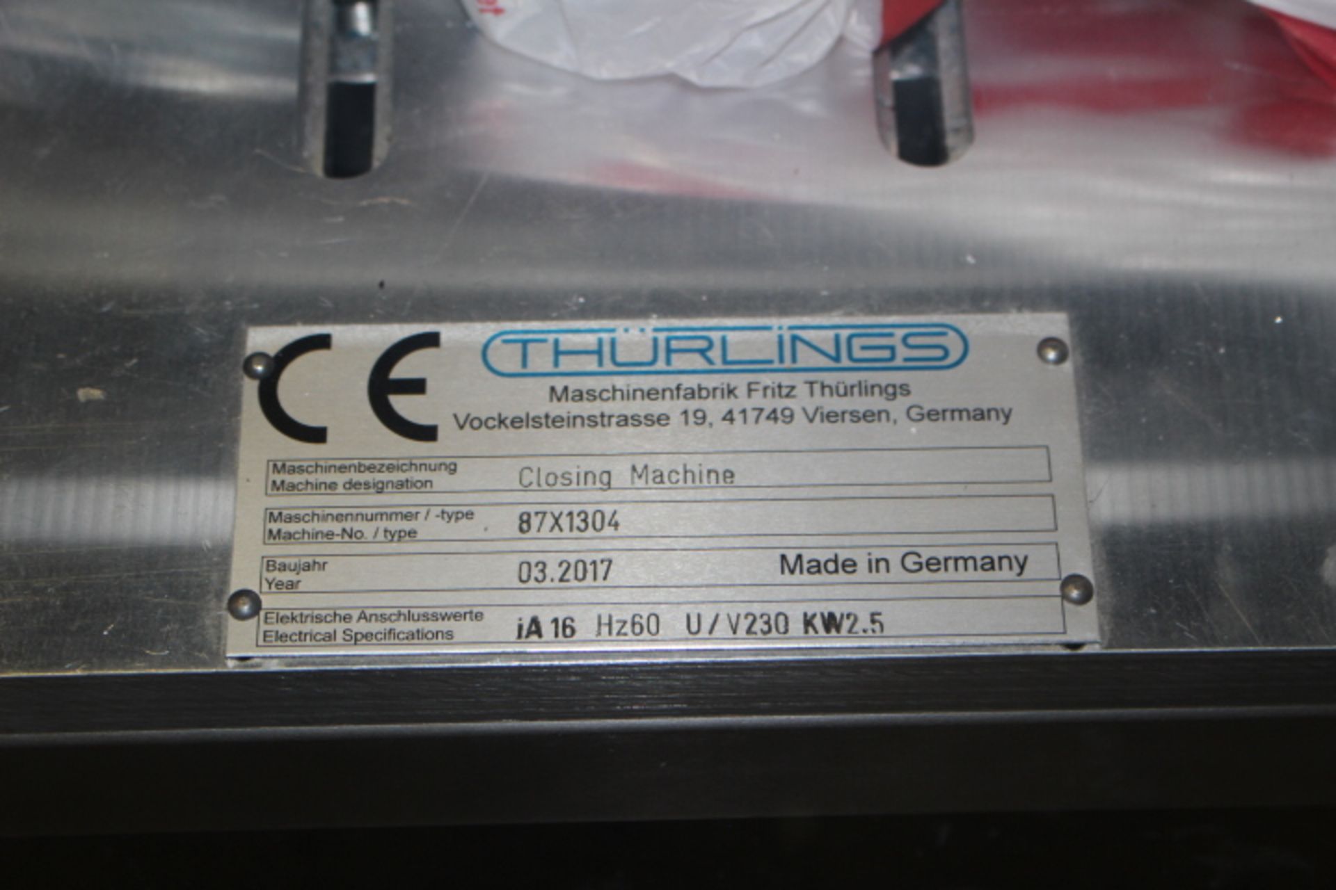 Thurling Closing Machine for roll down coffee-style bags s/n 87X1304 (new 2017) - Image 2 of 4