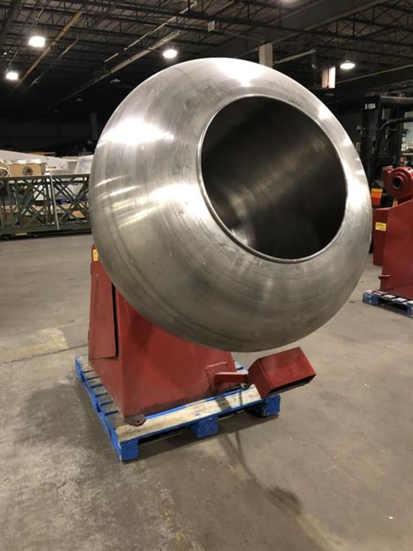 O'Hara 48" Stainless Steel Coating Pan - 43" deep x 24" diameter opening - Ambient blower - Foot - Image 2 of 5