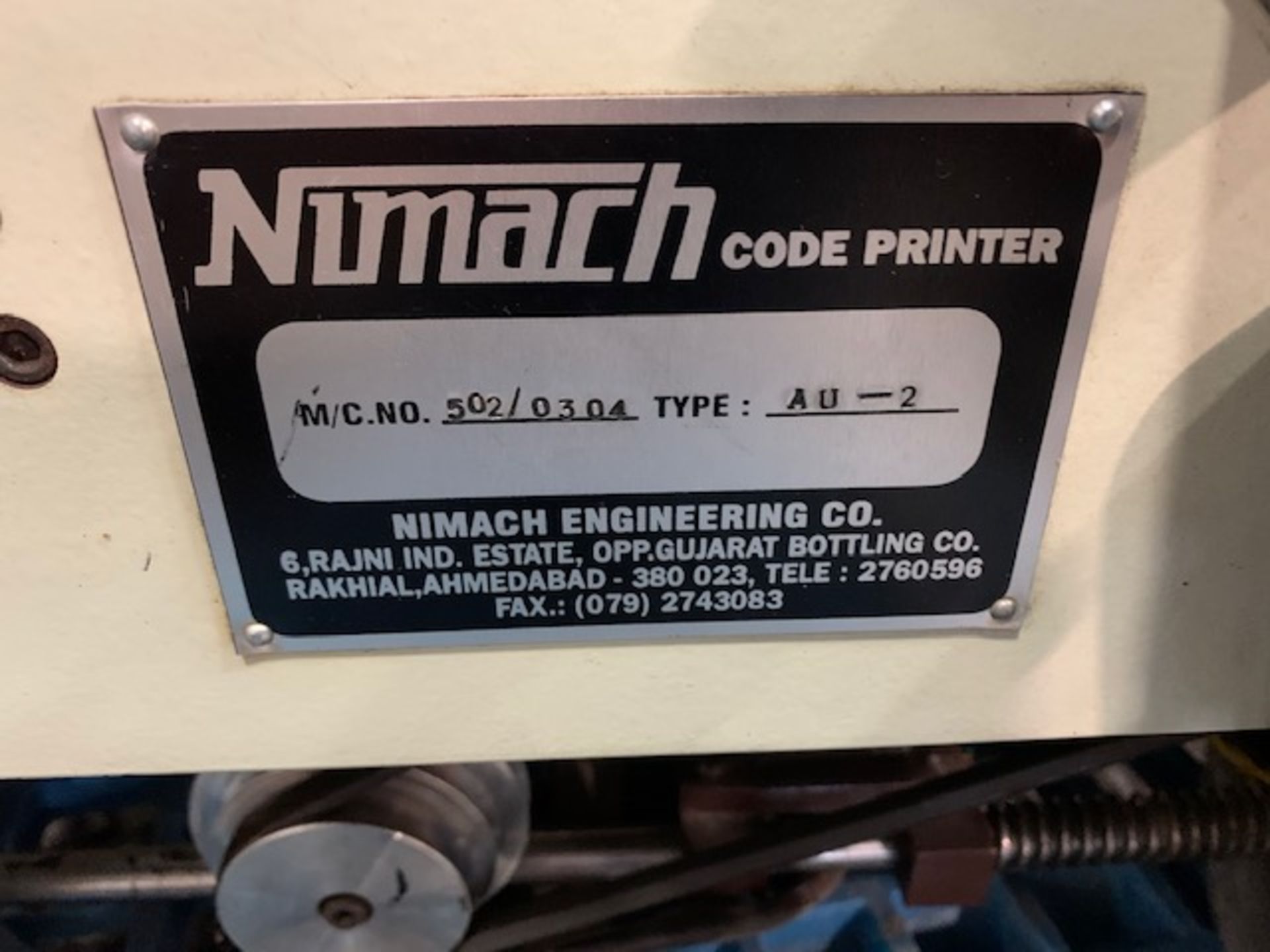 Nimach Type AU-2 Label Printer Serial#502/0304. Item#301 - Image 3 of 3