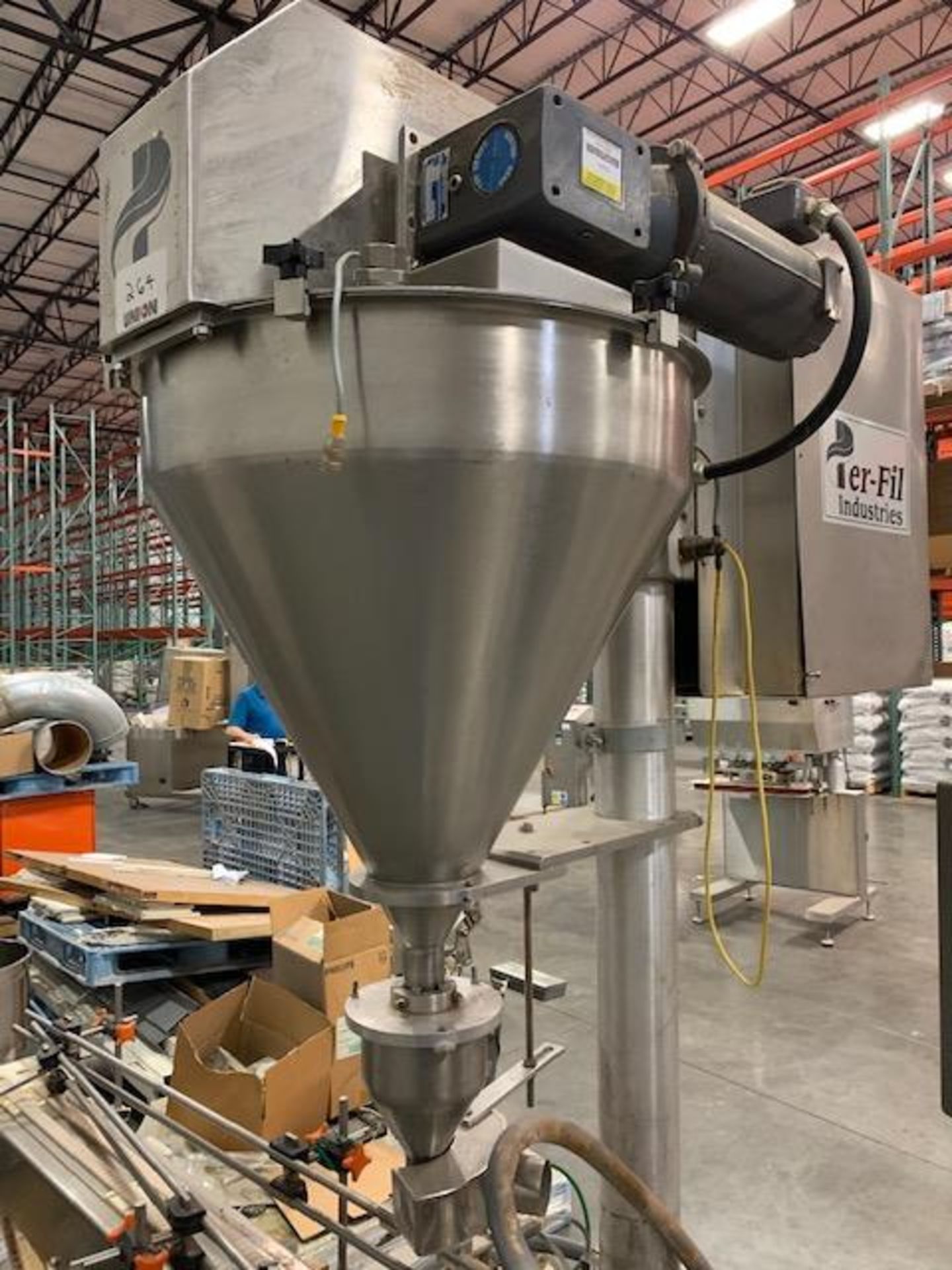Per-Fil model PF-23 Single Auger filler with 2.5" wide x 8-ft long stainless steel conveyor with two - Image 5 of 11
