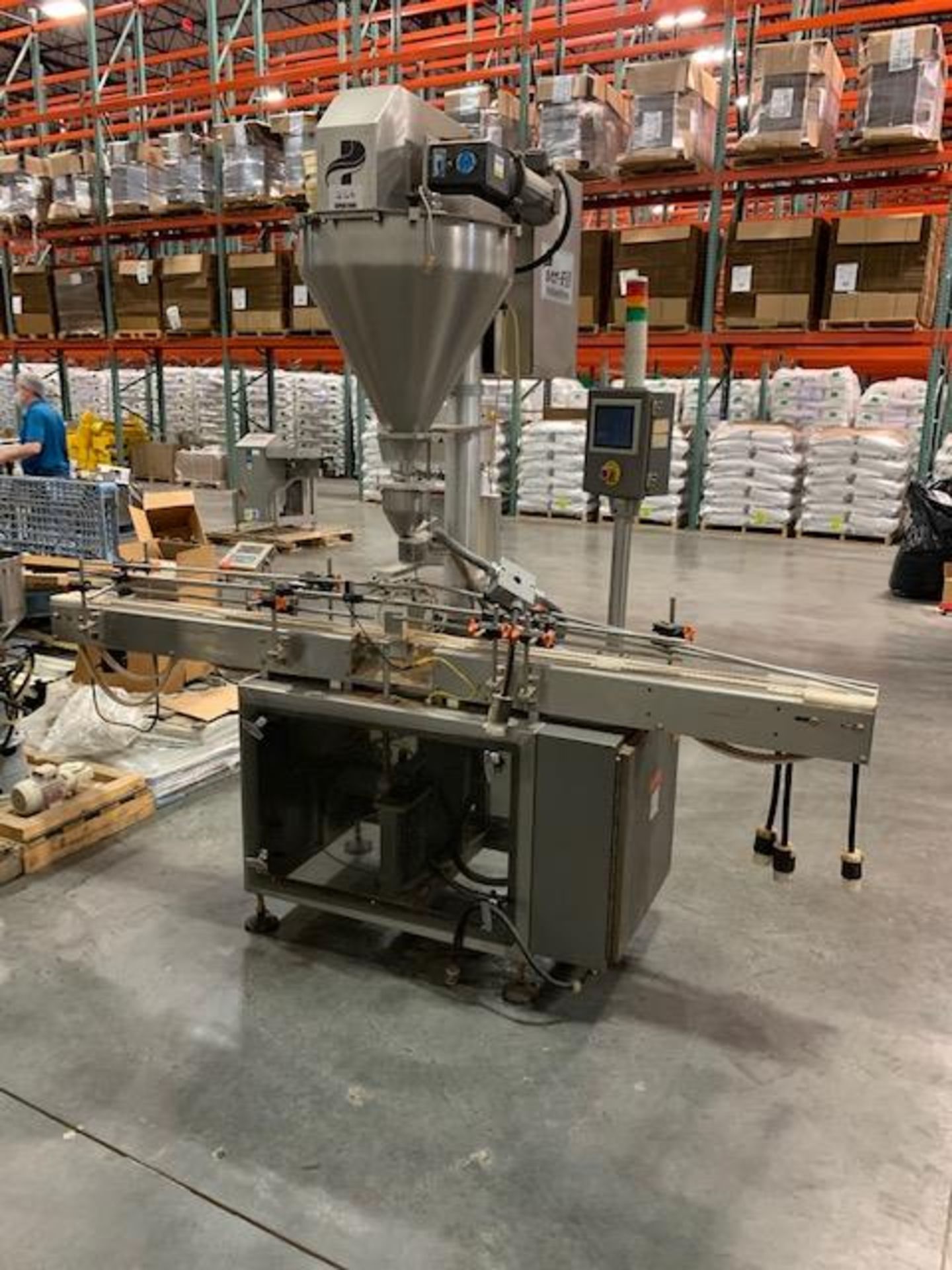 Per-Fil model PF-23 Single Auger filler with 2.5" wide x 8-ft long stainless steel conveyor with two - Image 2 of 11