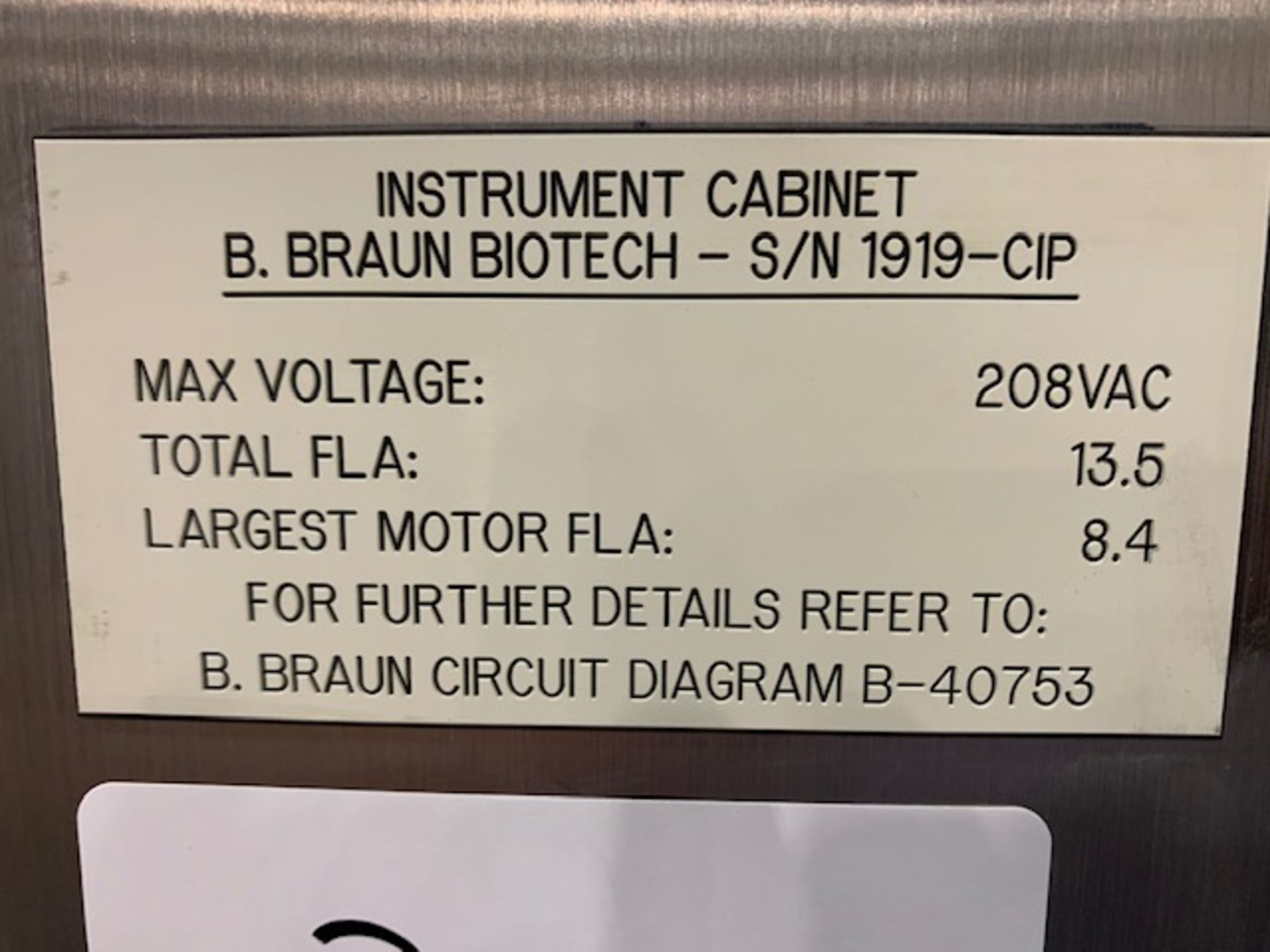 B. Braun Biotect Sartotrious CIP System. 208 volts. Fristam FZX2100 Stainless Centrifgual Pump, 3HP, - Image 13 of 13