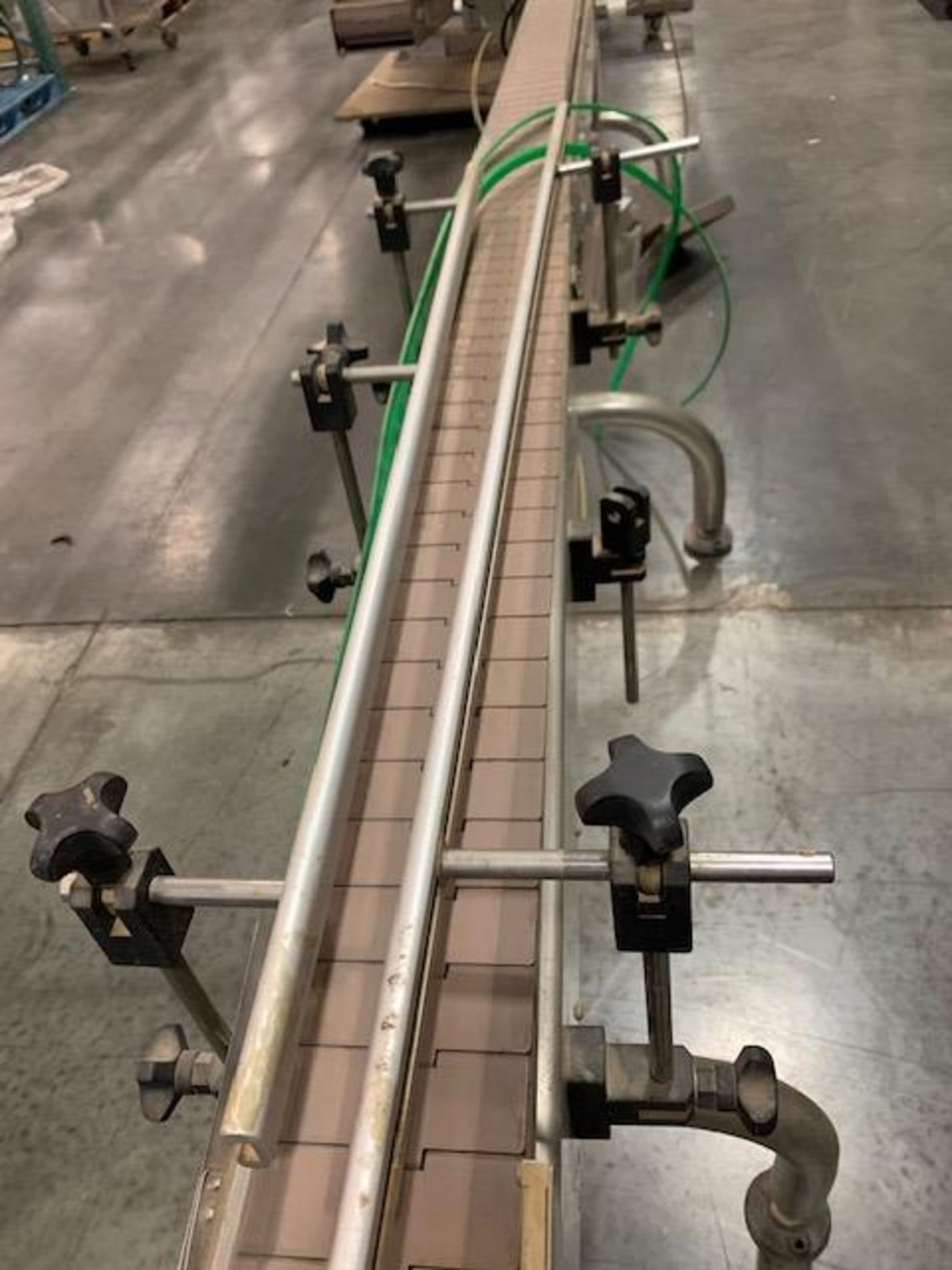 CVC 4" wide x 16-ft long stainless steel flat top chain conveyor. Item#353 - Image 3 of 5