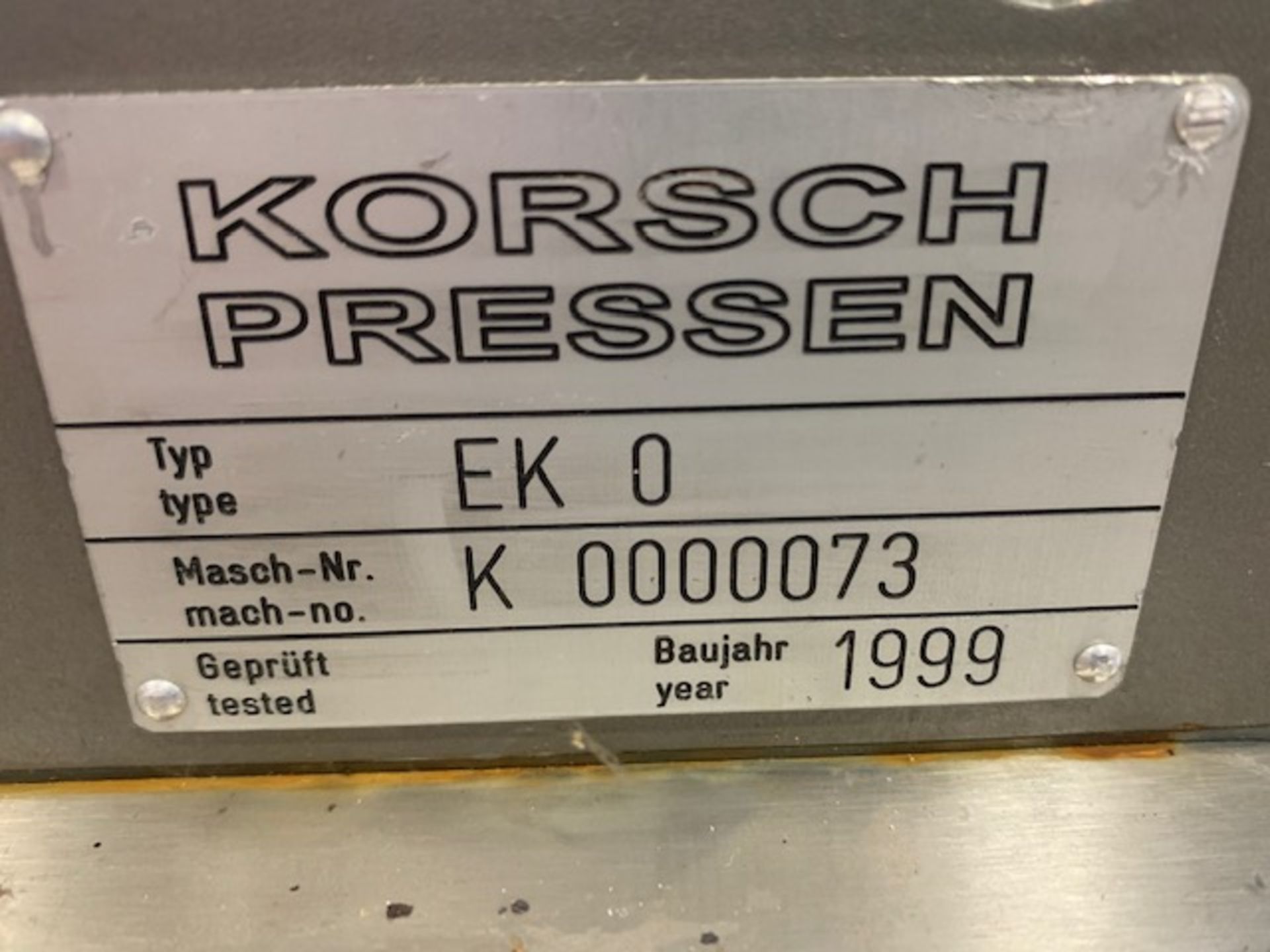 Korsch model EK-O Single Punch tablet Press , 230 volts, 16 amps. Built 1999. Without Feed hopper - Image 7 of 9