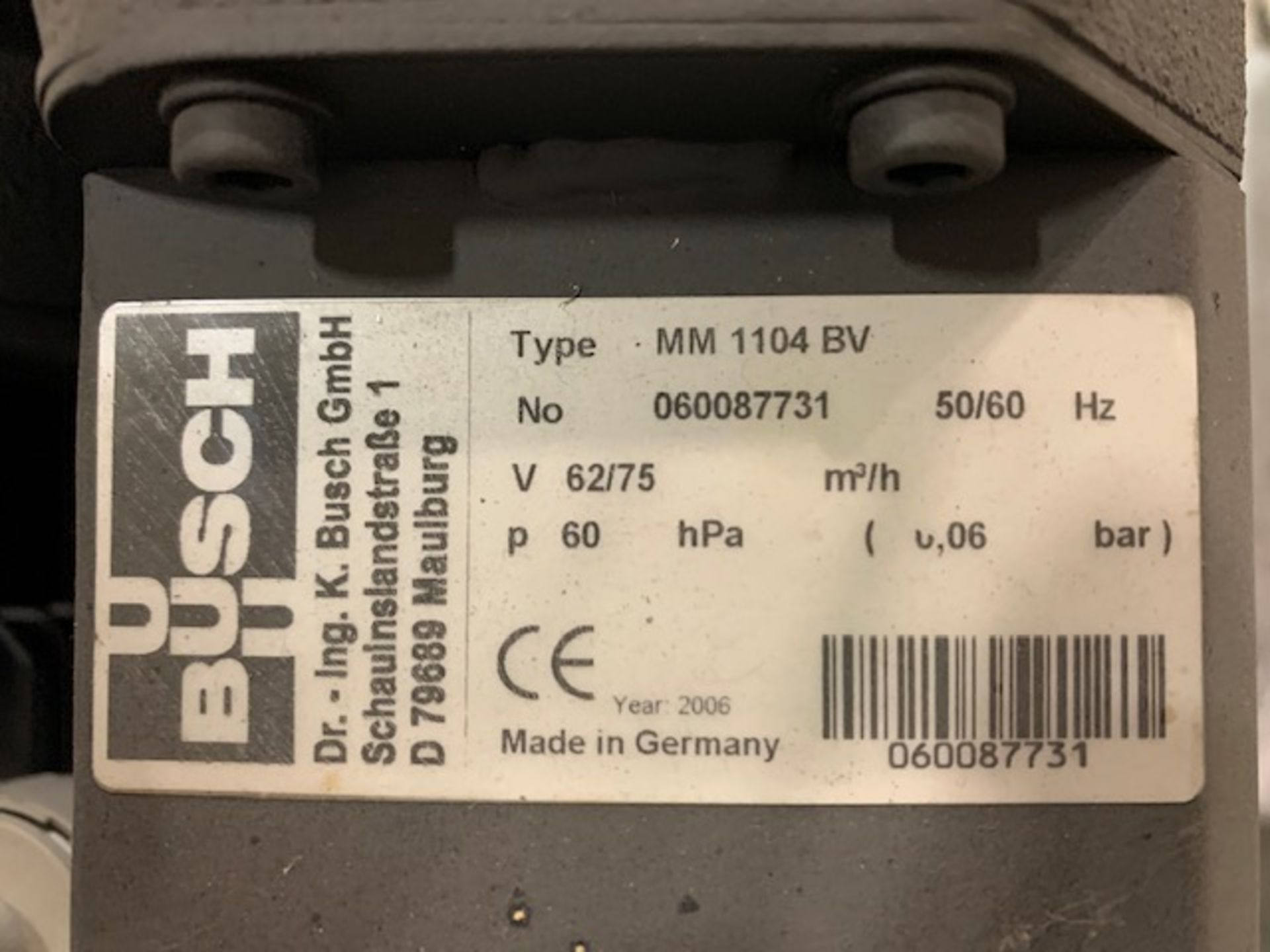 Busch model Mink MM 1104 Vacuum Pump with Stainless Steel Adjustable height hopper feeder adjustable - Image 6 of 9