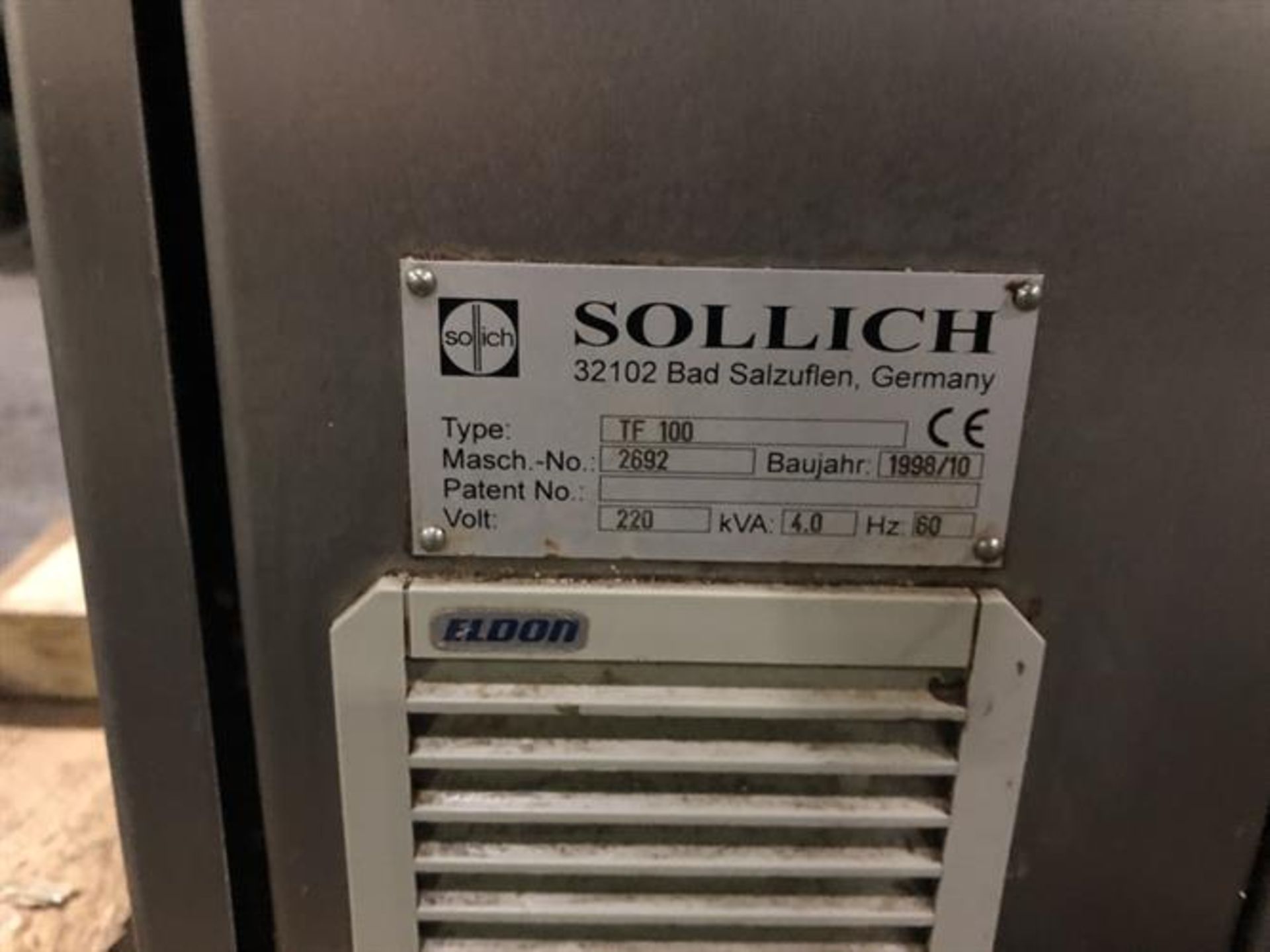 Sollich Model TF 100 Tempering Unit - Serial number 2682 - Built new in 1998 - 80kg/hour - Image 5 of 6