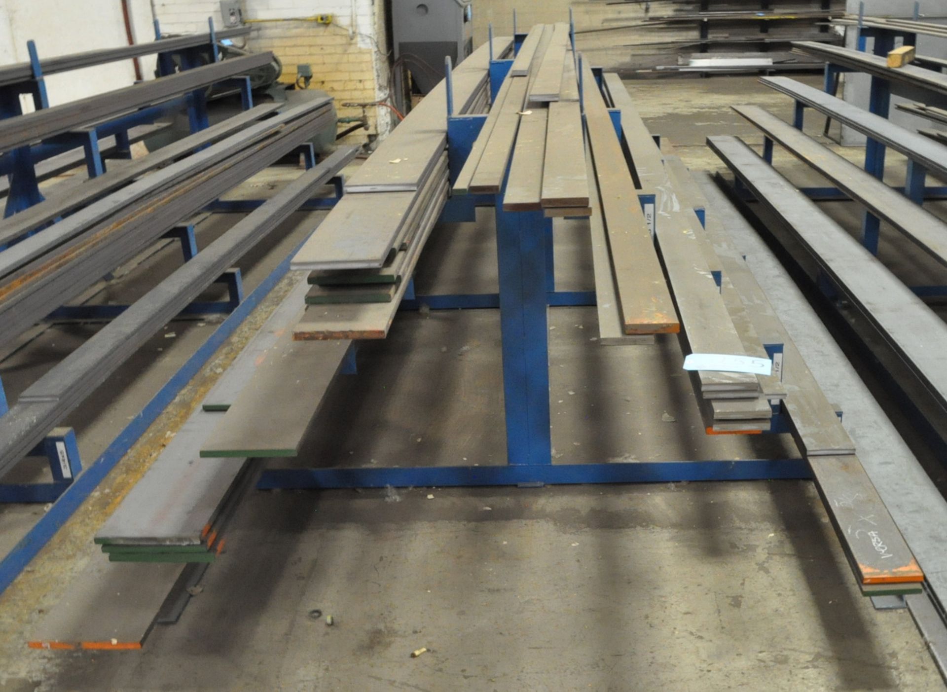 Lot-5/8" Thick Flat Bar Steel Stock with 3" to 9" Widths up to 20' Length on (1) Rack with Rack