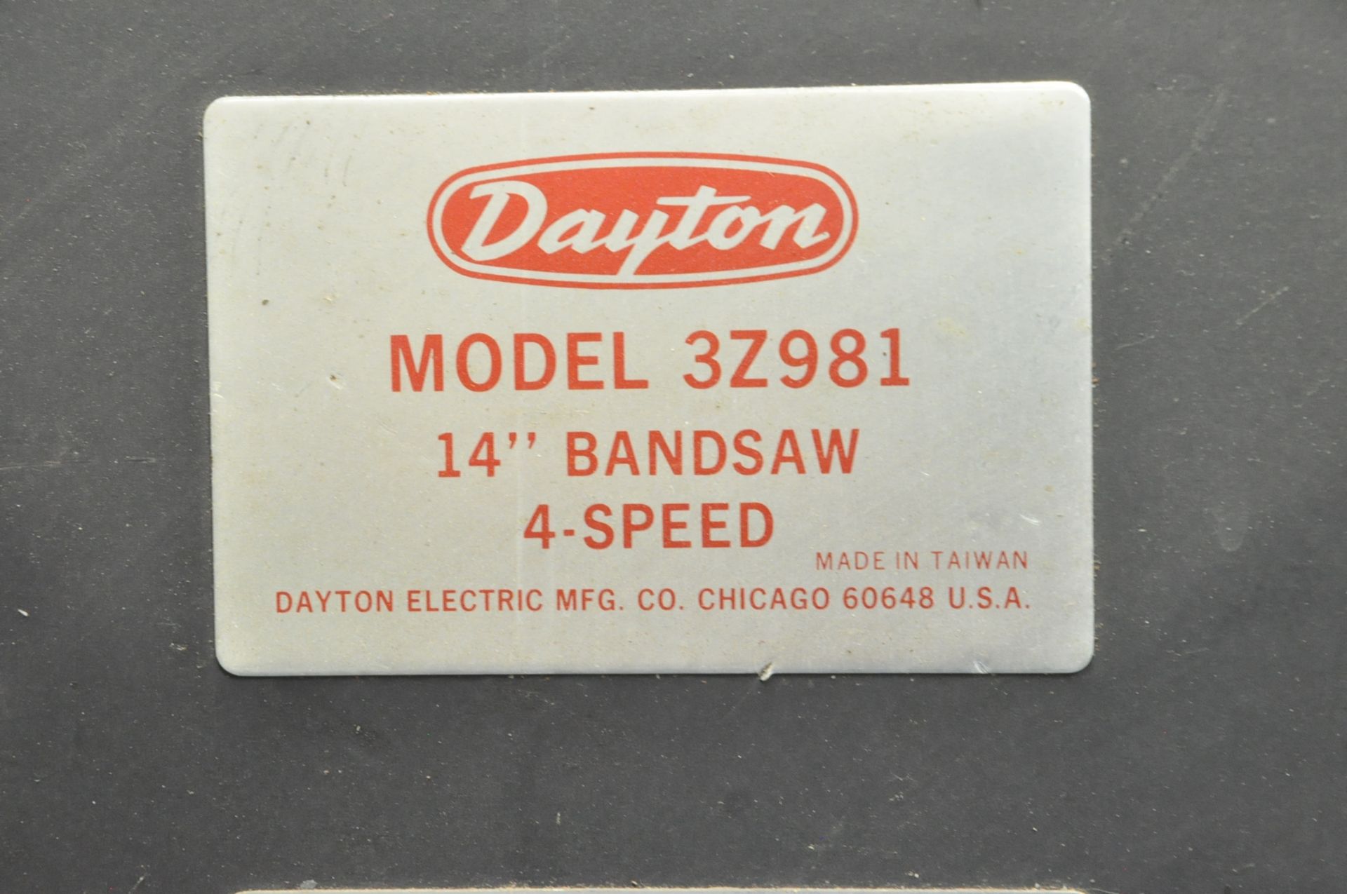 Dayton Model 3Z981, 14" Vertical Contour Metal Cutting Band Saw, - Image 2 of 2